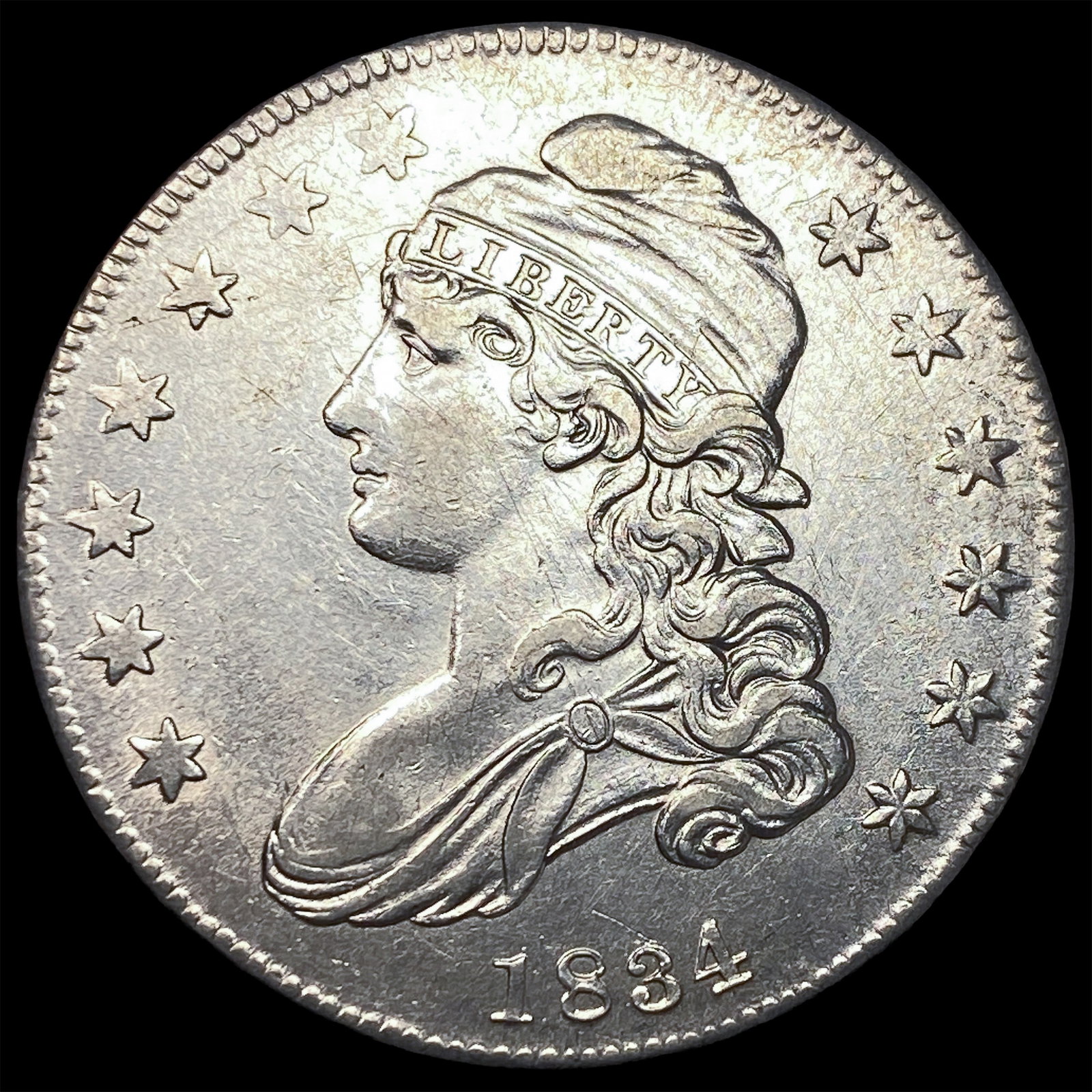 1834 Capped Bust Half Dollar CLOSELY UNCIRCULATED: 1834 Capped Bust Half Dollar CLOSELY UNCIRCULATED