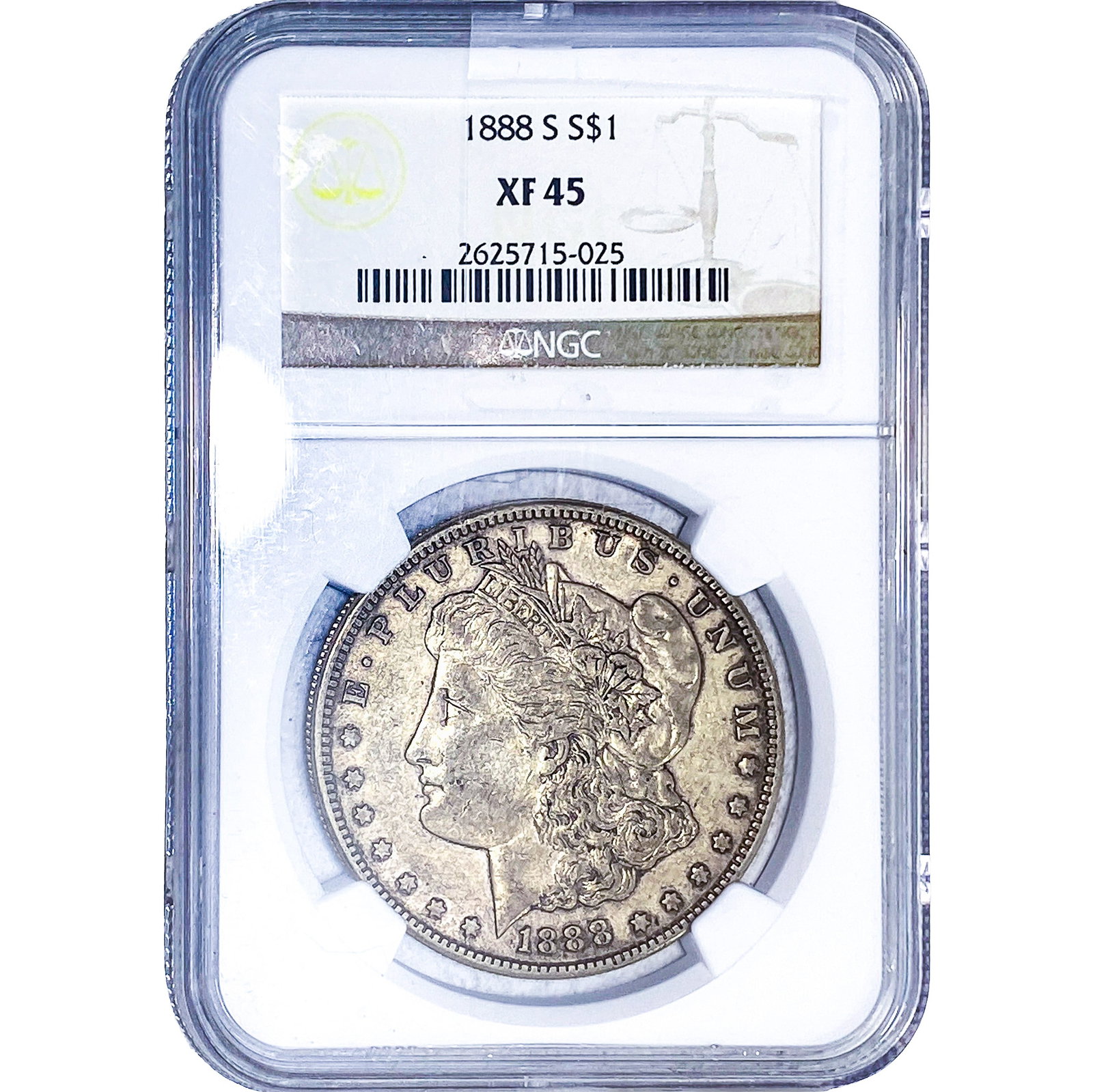 1888-S Morgan Silver Dollar NGC XF45: 1888-S Morgan Silver Dollar NGC XF45