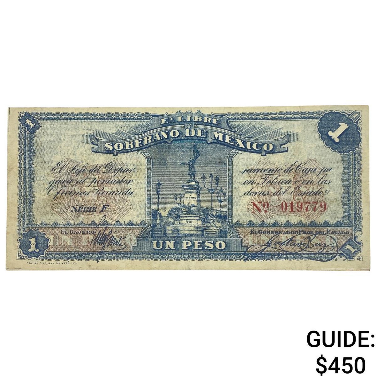 1915 Free and Sovereign State of Mexico 1 Peso (1 of 2)