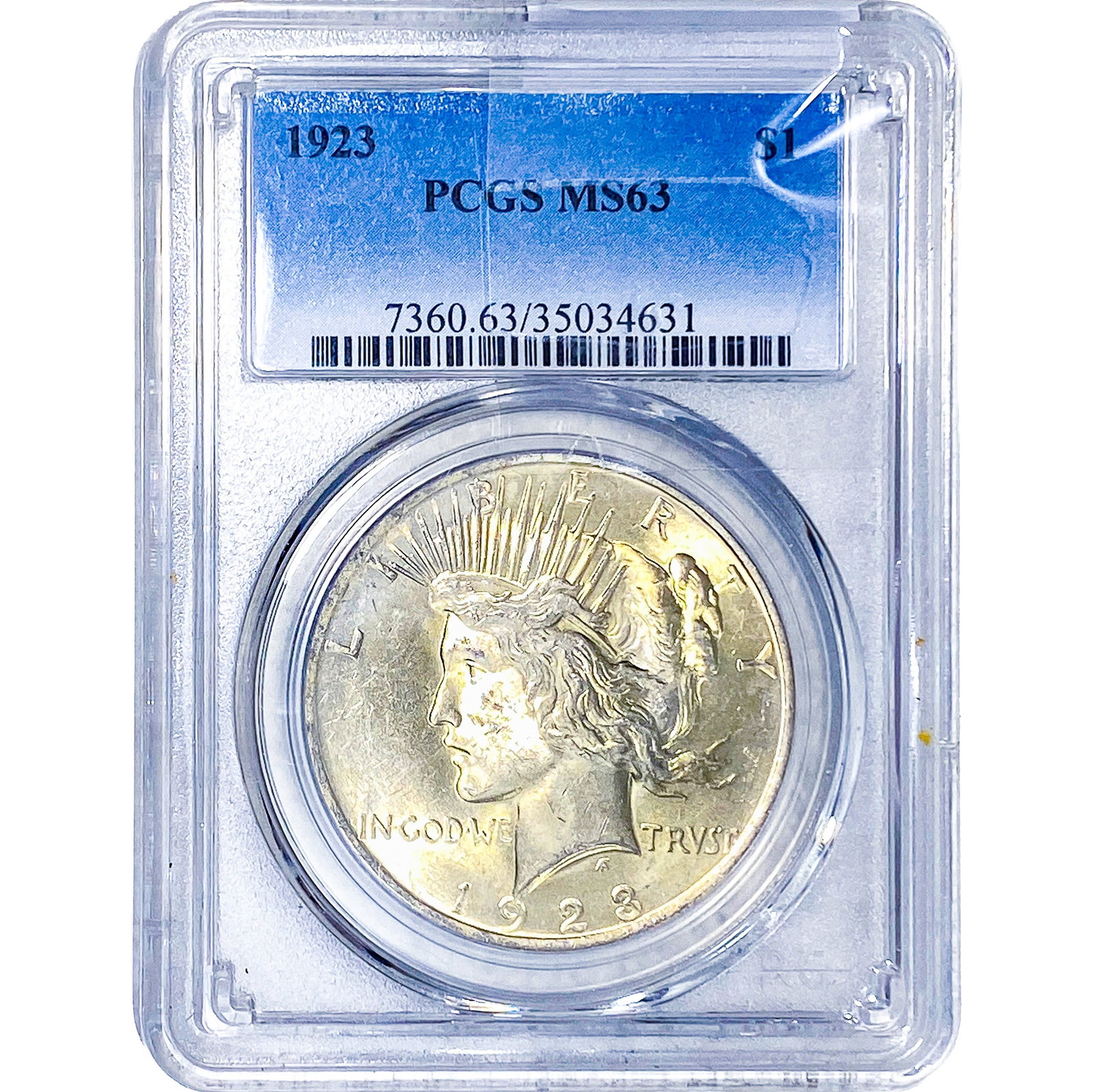 1923 Silver Peace Dollar PCGS MS63: 1923 Silver Peace Dollar PCGS MS63