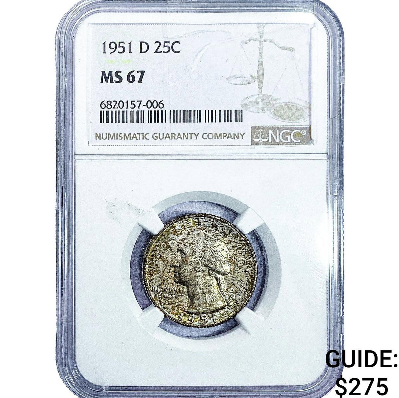 1951-D Washington Silver Quarter NGC MS67 (1 of 2)