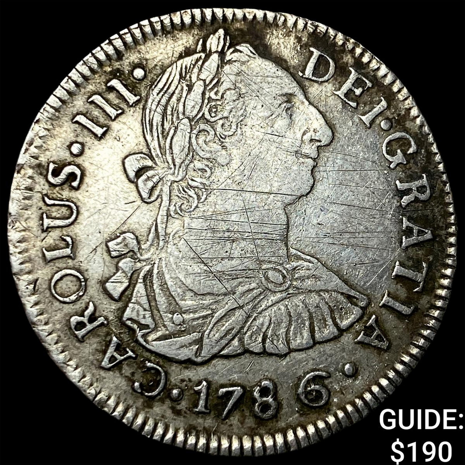 1786-PR Bolivia Charles III Silver 2 Reales Far 6 (1 of 2)