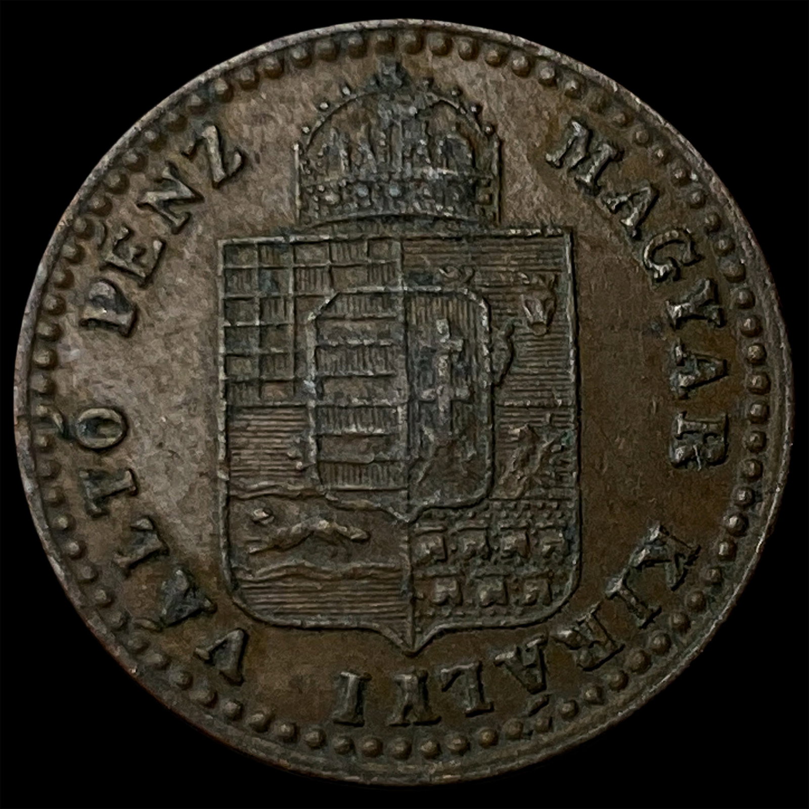 1852 Hungary Franz Joseph I Copper 5/10 Krajcza (1 of 2)