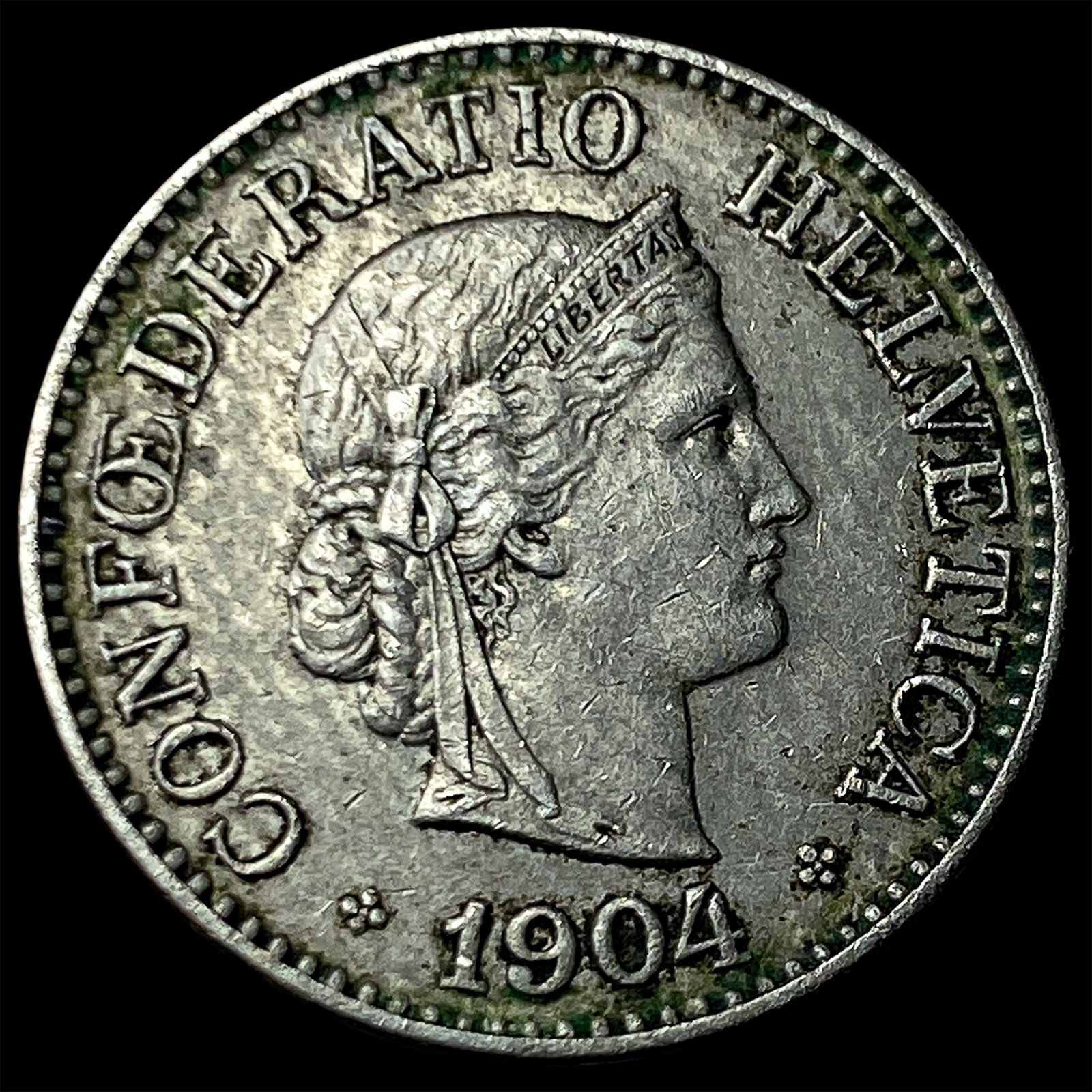 1904 Switzeeland Copper Nickel 10 Rappen: 1904 Switzeeland Copper Nickel 10 Rappen