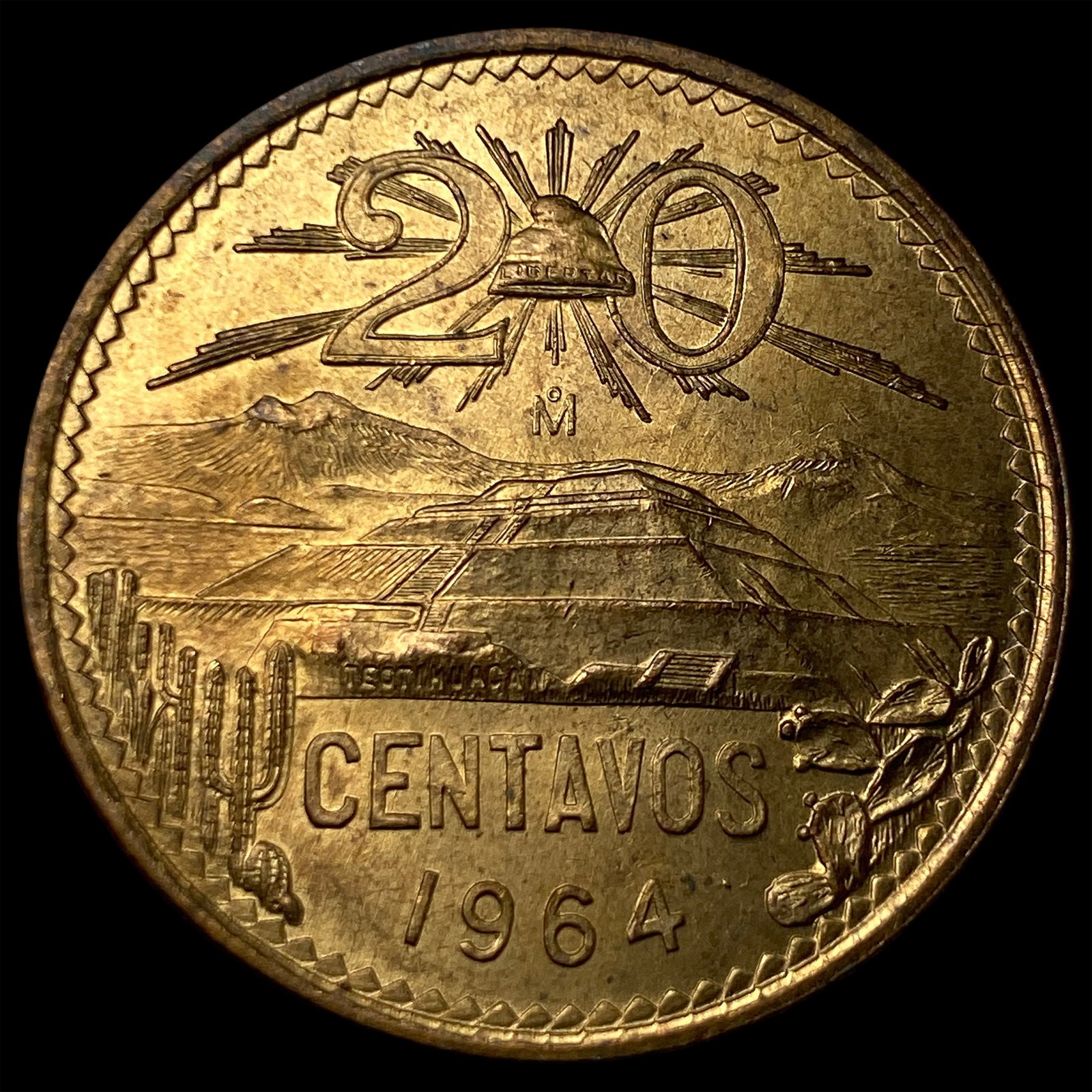 1964Mo Mexico Bronze 20 Centavos: 1964Mo Mexico Bronze 20 Centavos