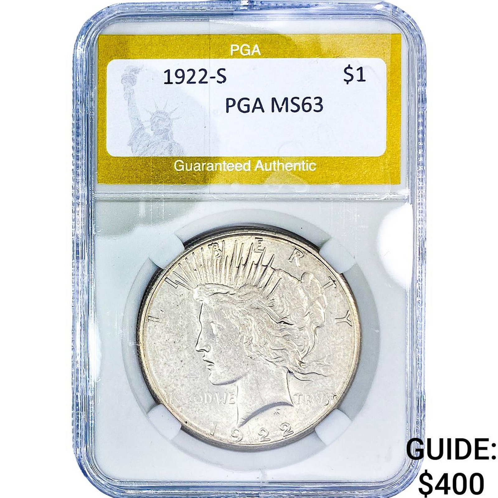 1922-S Morgan Silver Dollar PGA MS63: 1922-S Morgan Silver Dollar PGA MS63