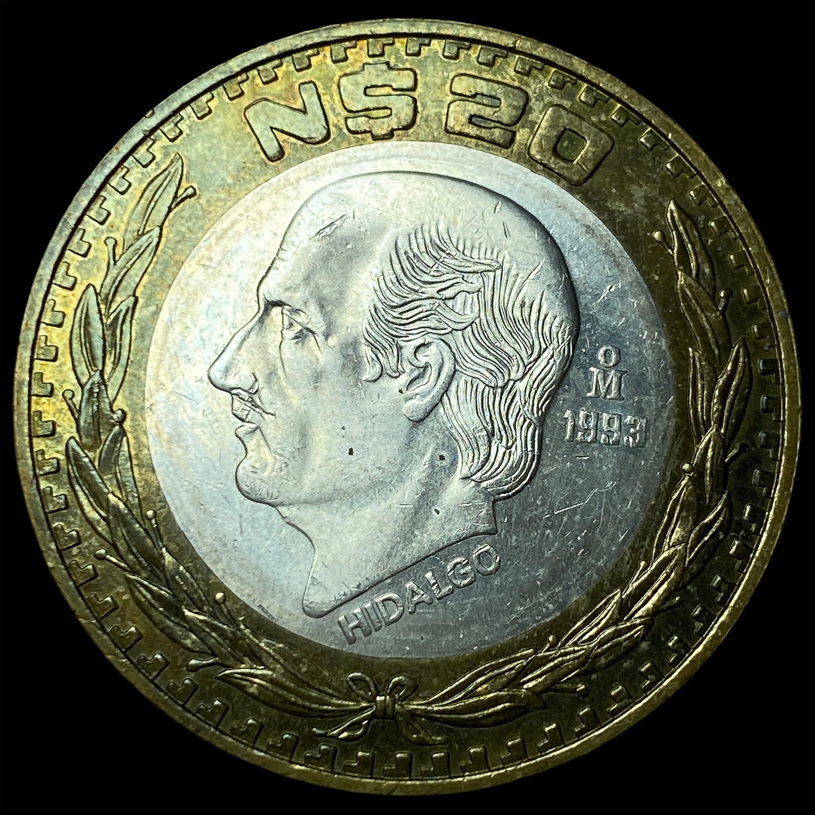 1993 Mexico Bronze/Silver 20 New Pesos (1 of 2)