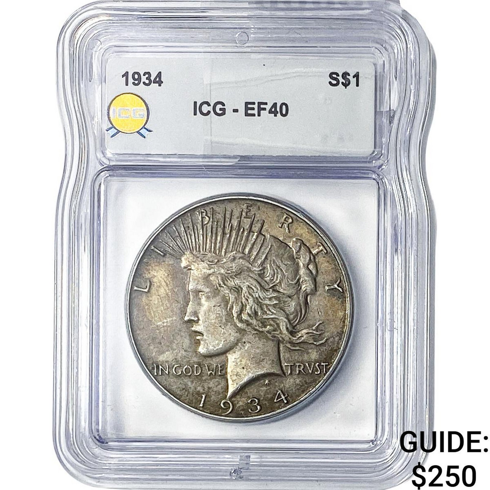 1934 Silver Peace Dollar ICG EF40: 1934 Silver Peace Dollar ICG EF40