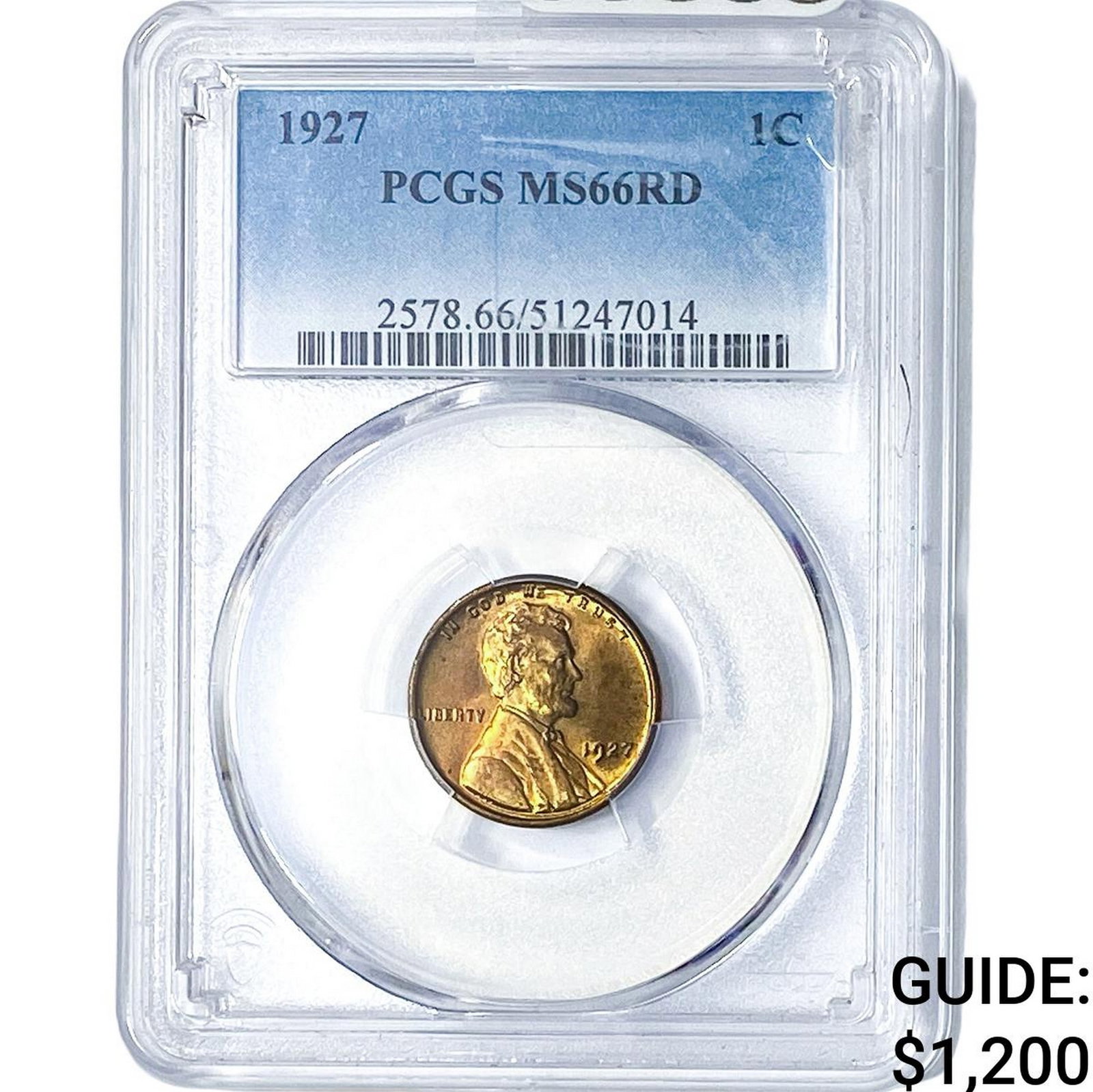 1927 Wheat Cent PCGS MS66 RD: 1927 Wheat Cent PCGS MS66 RD