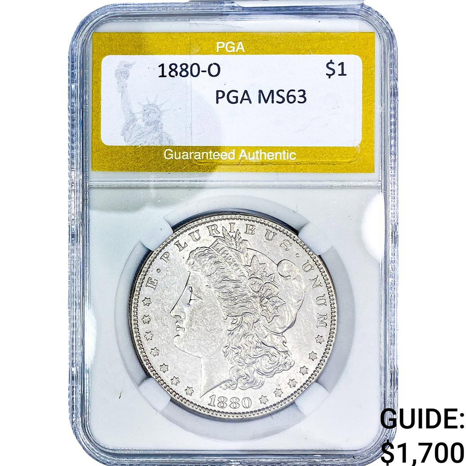 1880-O Morgan Silver Dollar PGA MS63: 1880-O Morgan Silver Dollar PGA MS63