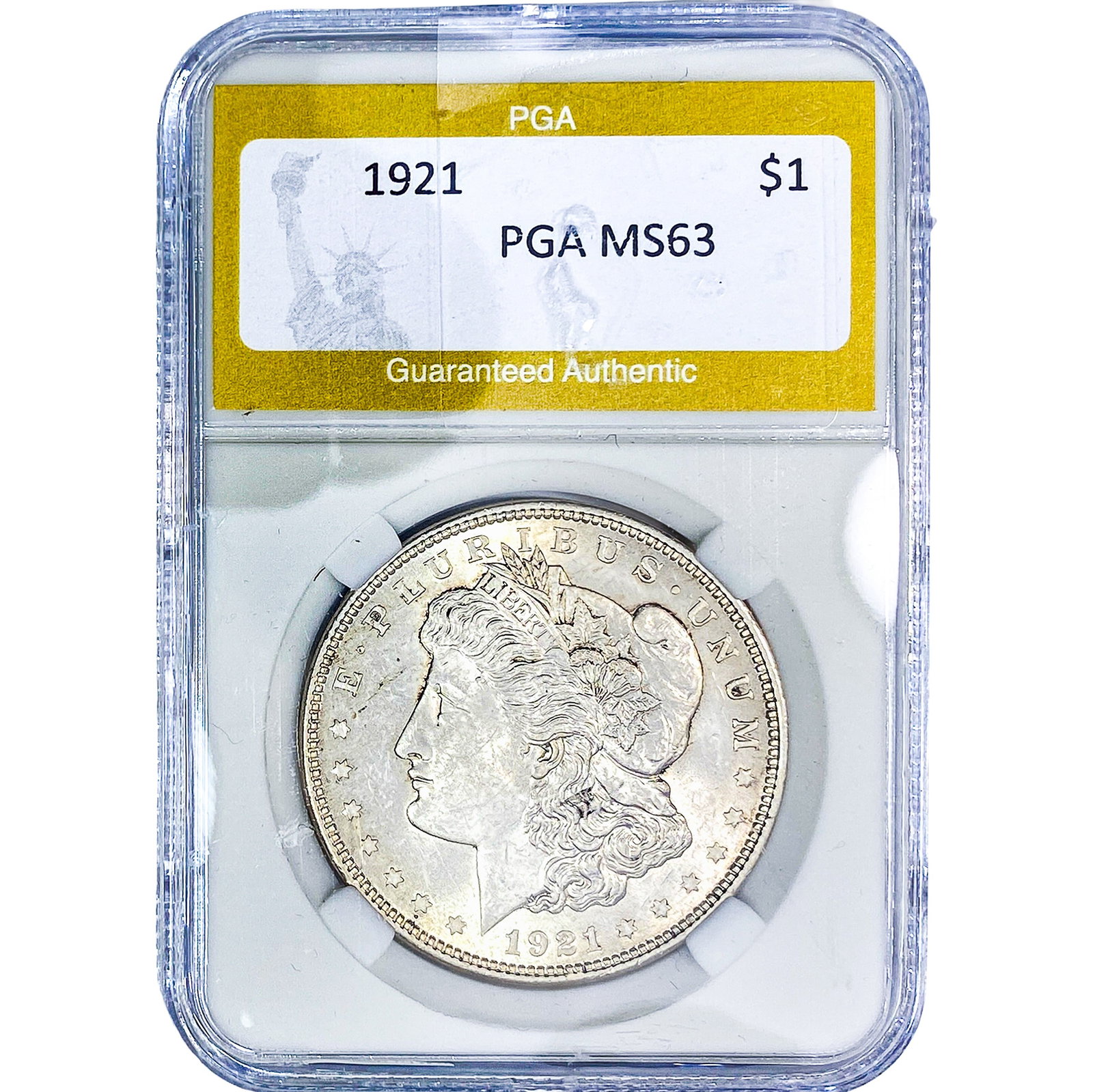 1921 Morgan Silver Dollar PGA MS63: 1921 Morgan Silver Dollar PGA MS63