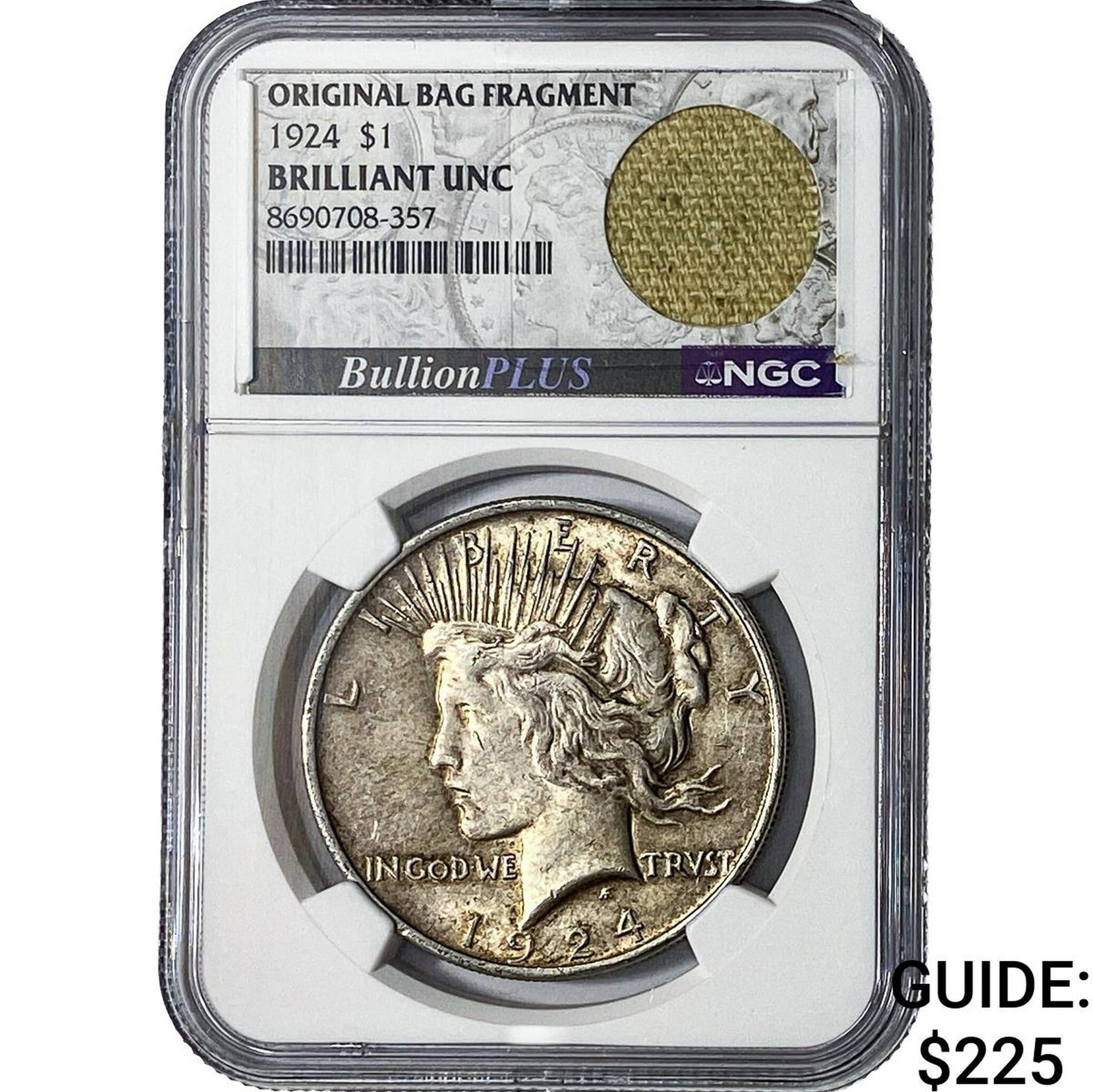 1924 Silver Peace Dollar NGC Brilliant Unc: 1924 Silver Peace Dollar NGC Brilliant Unc