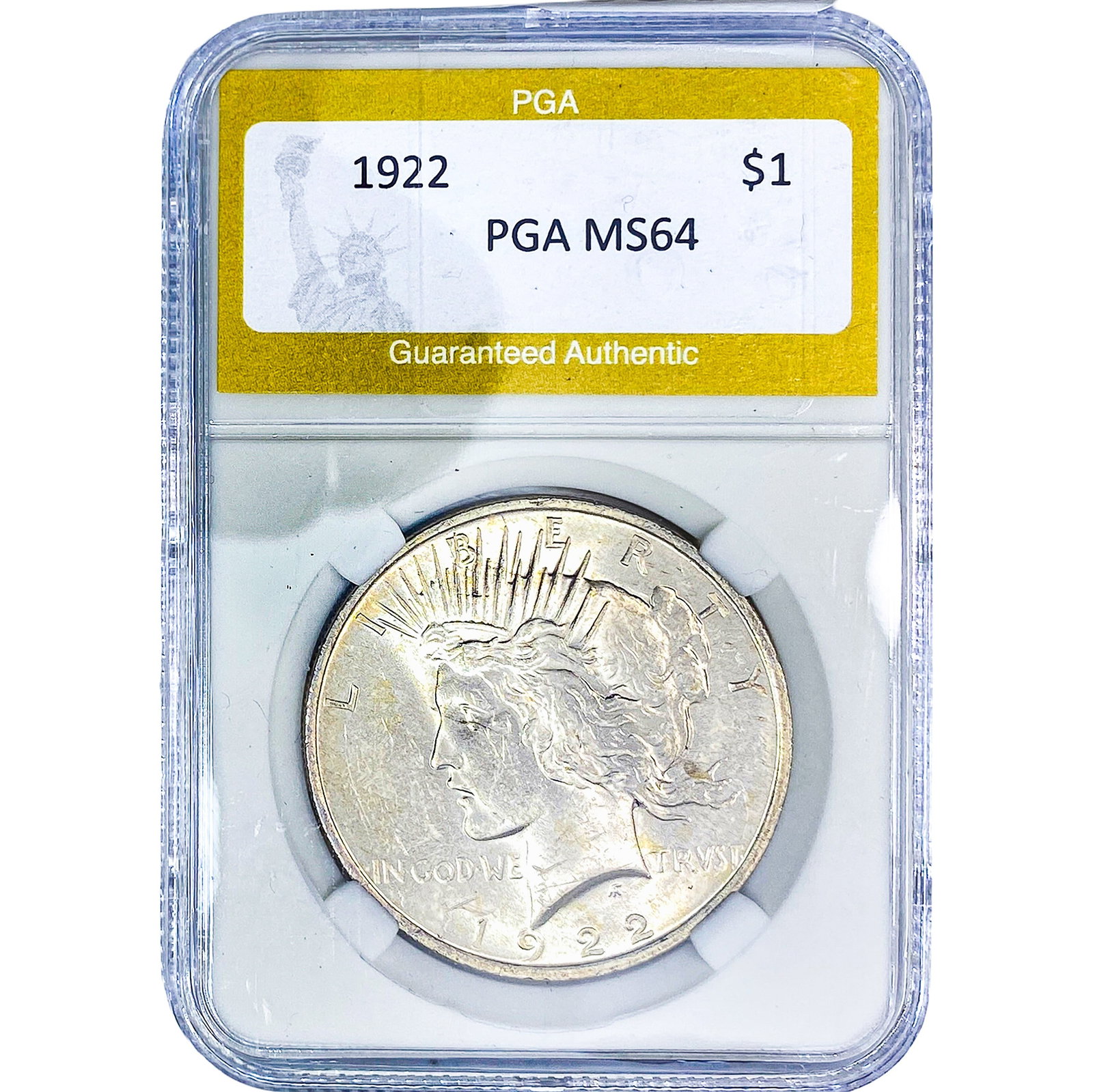 1922 Silver Peace Dollar PGA MS64: 1922 Silver Peace Dollar PGA MS64