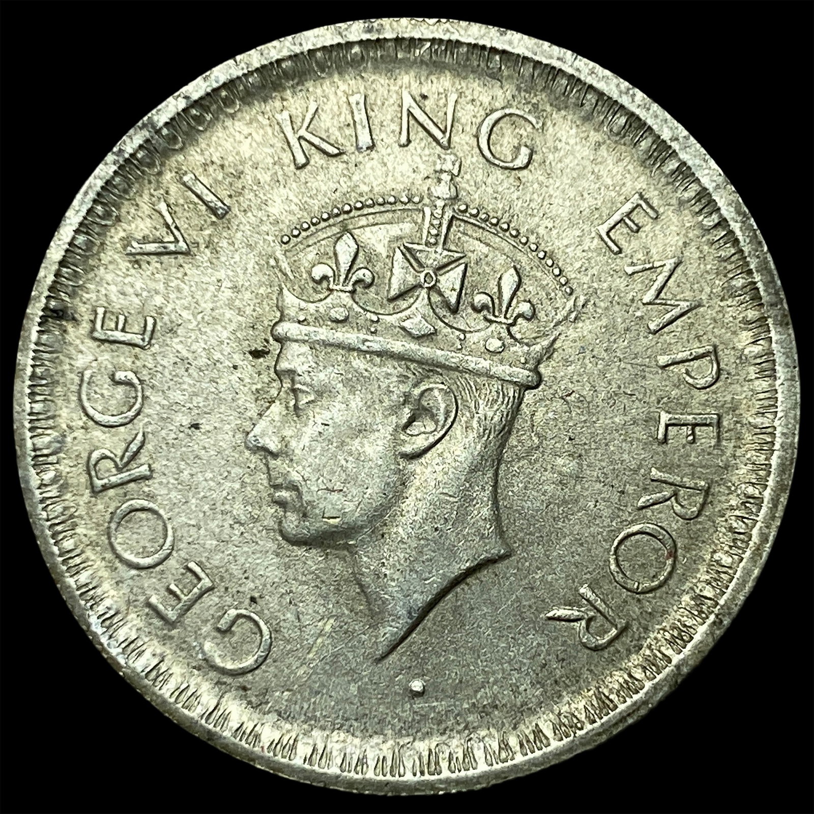 1943 British India Geroge VI Silver 1/2 Rupee: 1943 British India Geroge VI Silver 1/2 Rupee