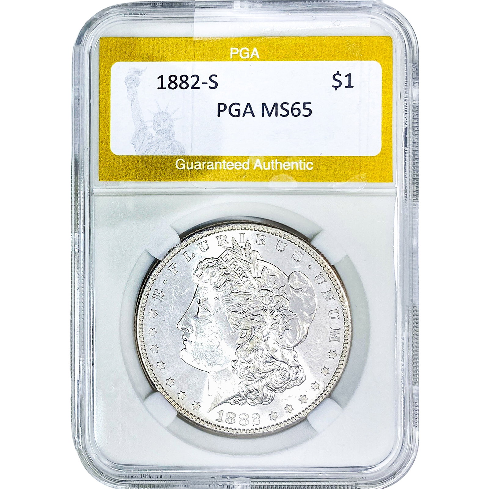 1882-S Morgan Silver Dollar PGA MS65: 1882-S Morgan Silver Dollar PGA MS65