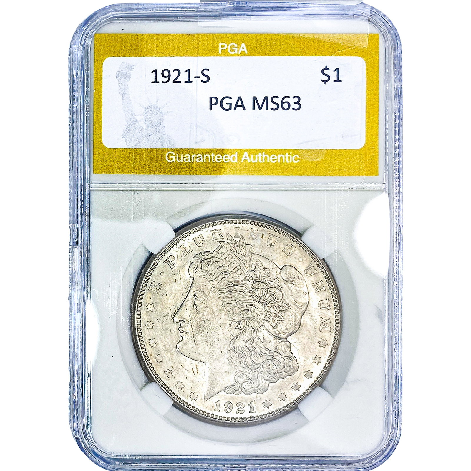 1921-S Morgan Silver Dollar PGA MS63: 1921-S Morgan Silver Dollar PGA MS63