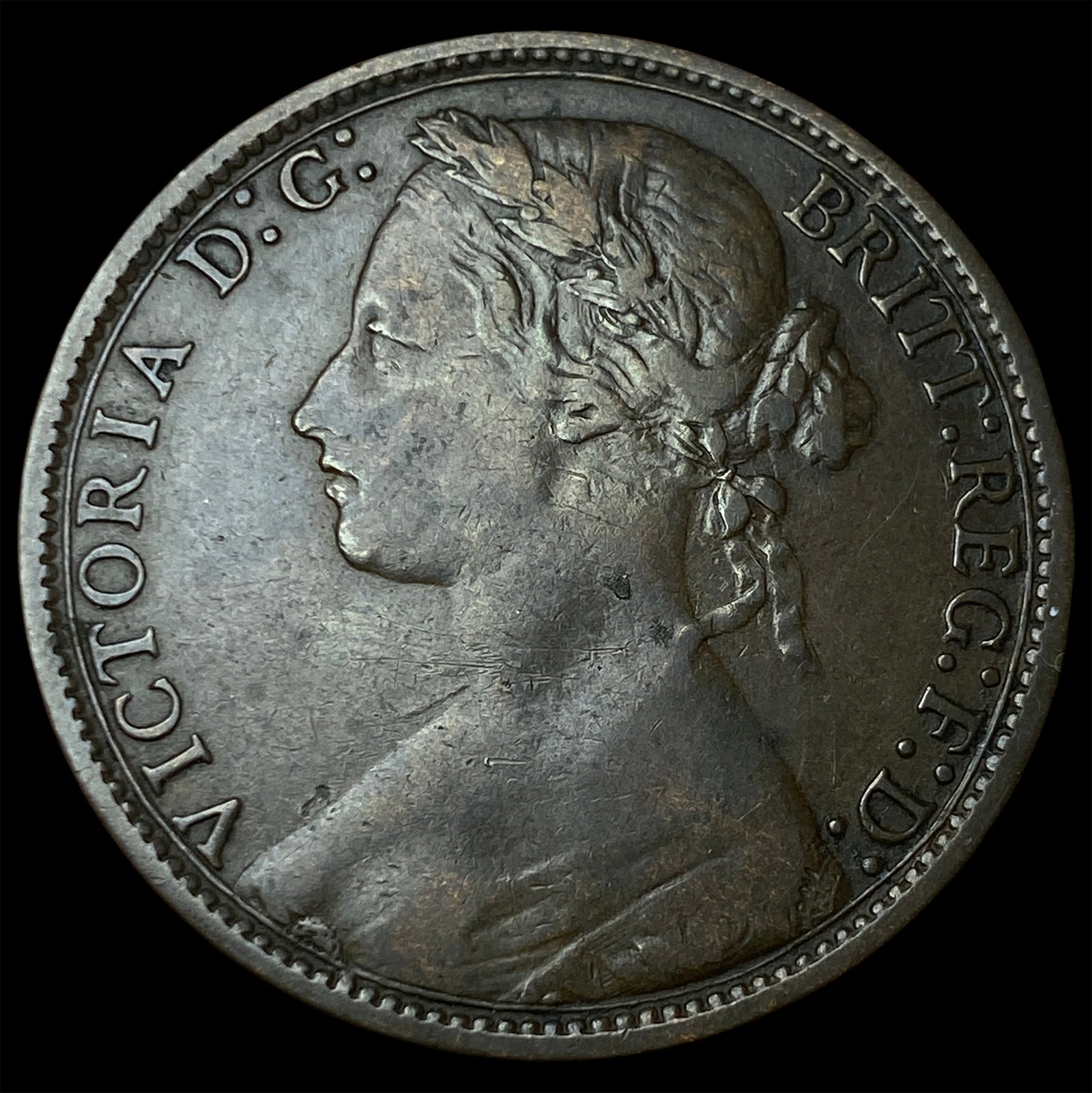 1877 Great Britain Copper Penny Large Date: 1877 Great Britain Copper Penny Large Date