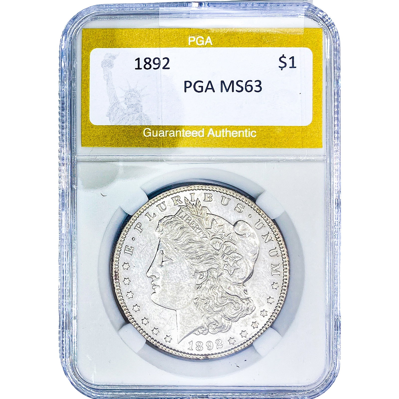 1892 Morgan Silver Dollar PGA MS63: 1892 Morgan Silver Dollar PGA MS63