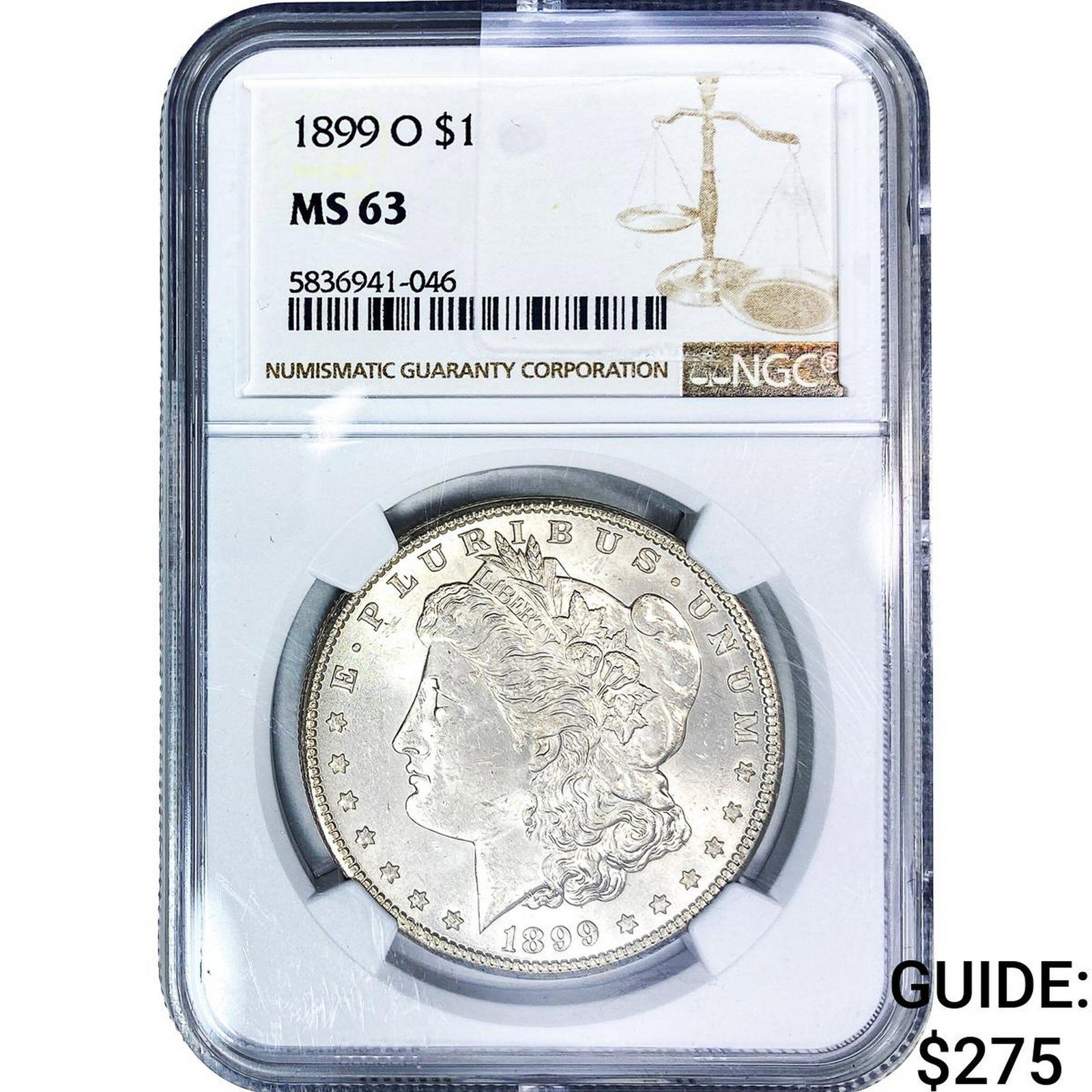 1899-O Morgan Silver Dollar NGC MS63: 1899-O Morgan Silver Dollar NGC MS63