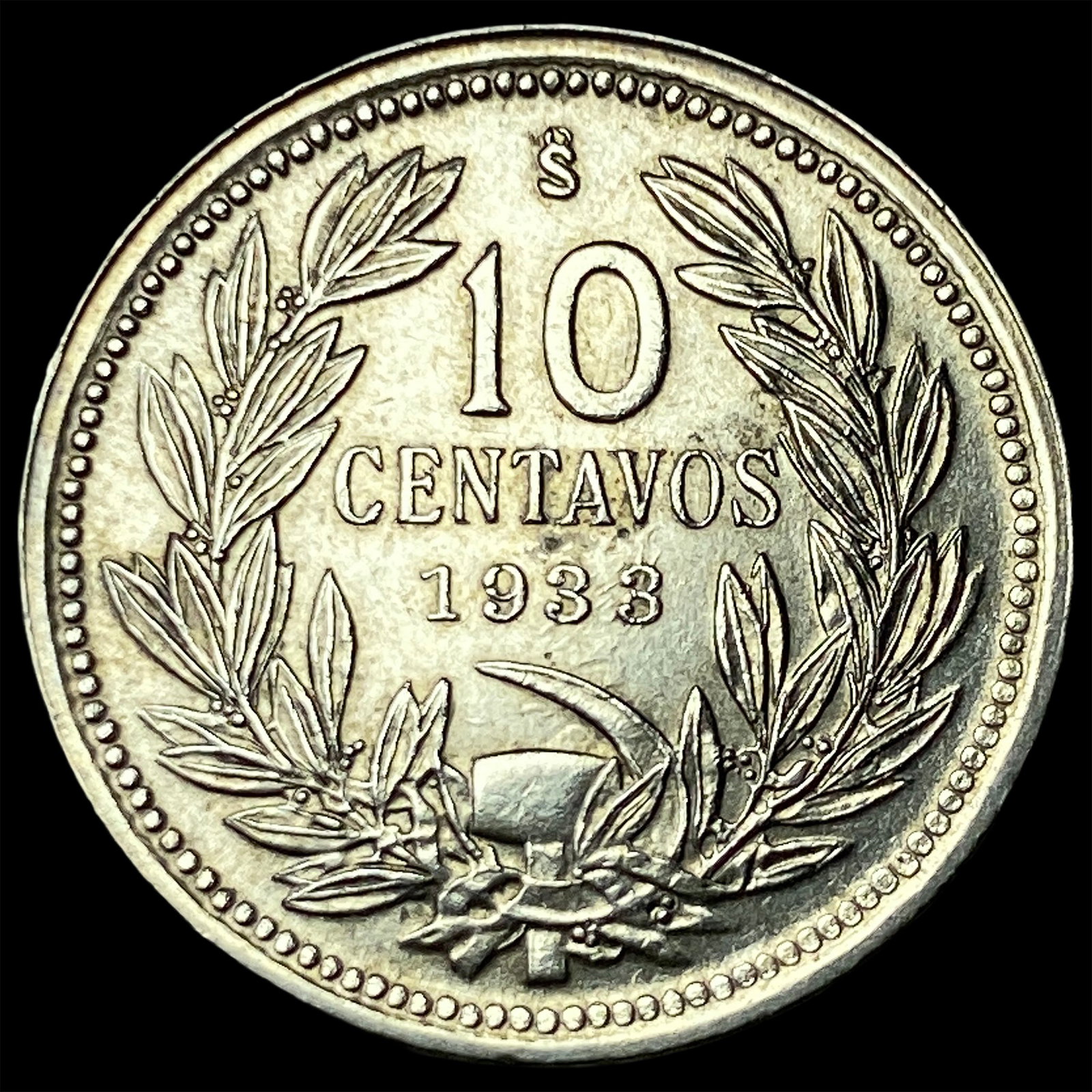 1933So Chile Copper Nickel 10 Centavos (1 of 2)