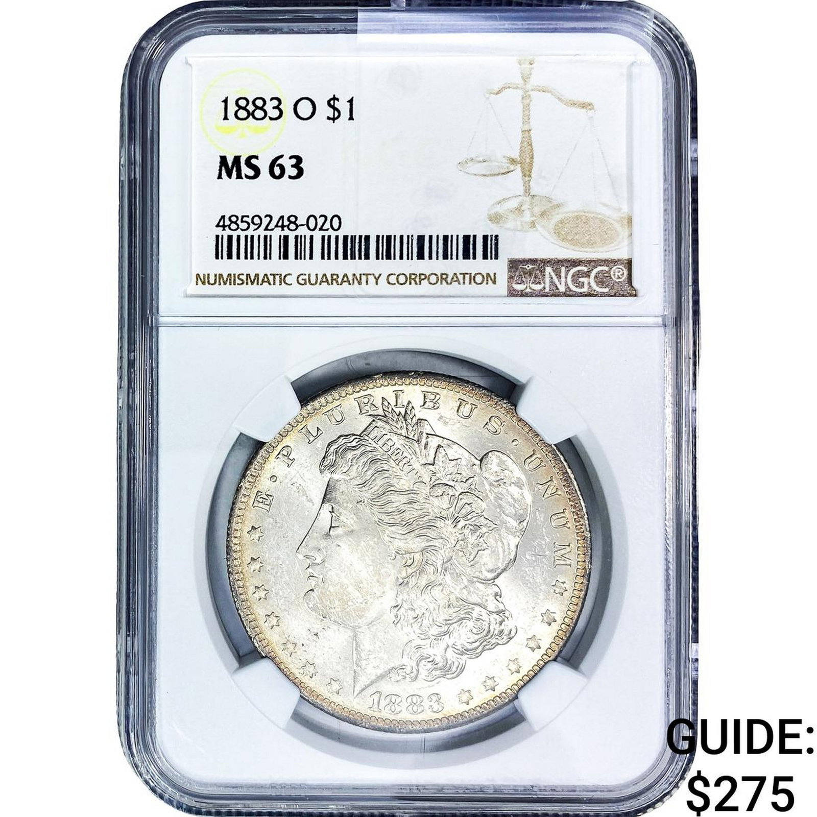 1883-O Morgan Silver Dollar NGC MS63: 1883-O Morgan Silver Dollar NGC MS63