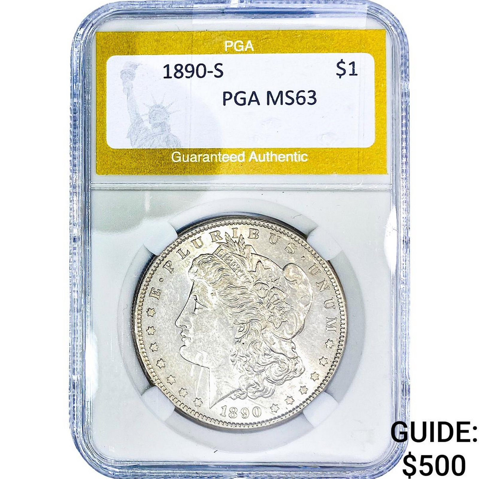 1890-S Morgan Silver Dollar PGA MS63: 1890-S Morgan Silver Dollar PGA MS63