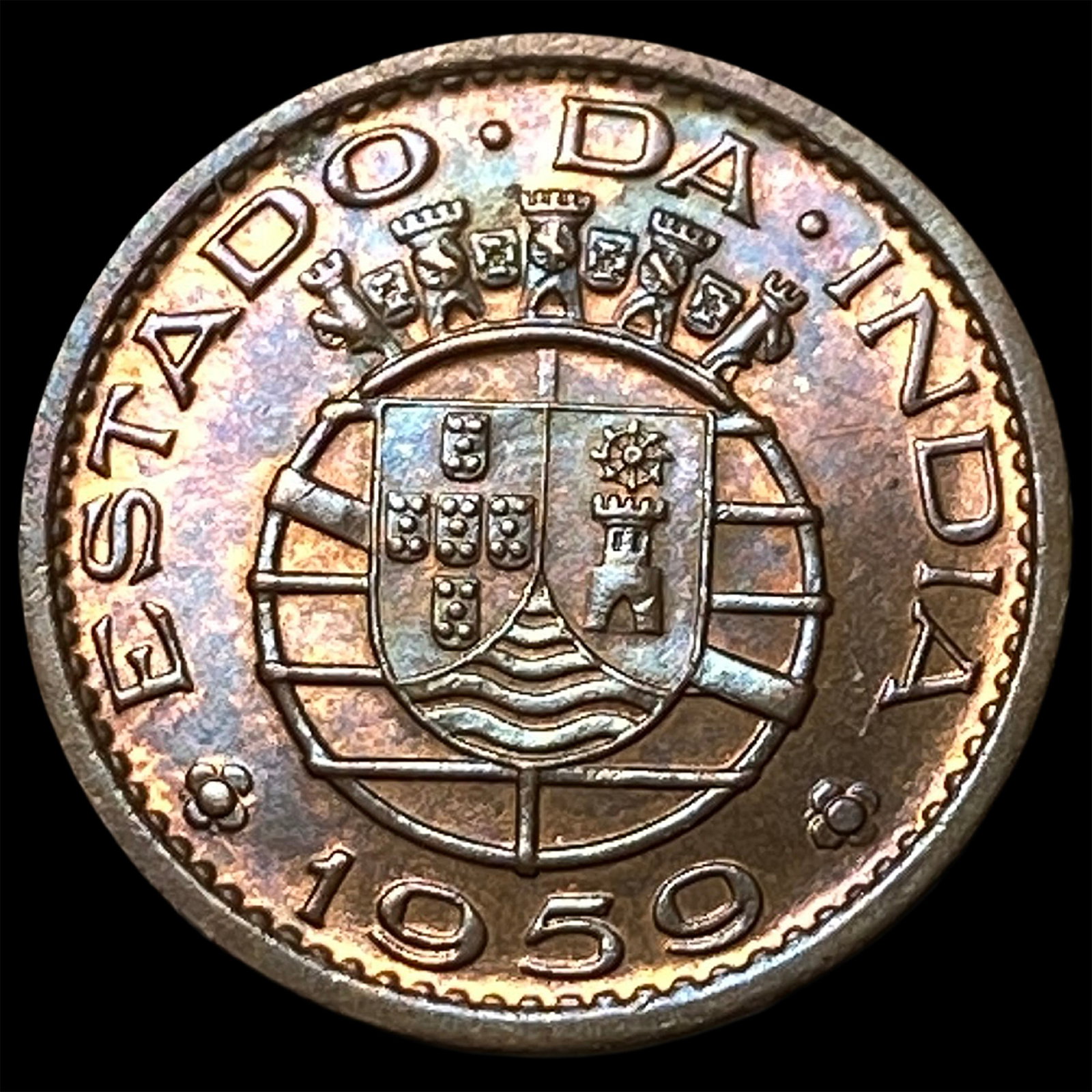 1959 Portuguese India Bronze 10 Centavos (1 of 2)
