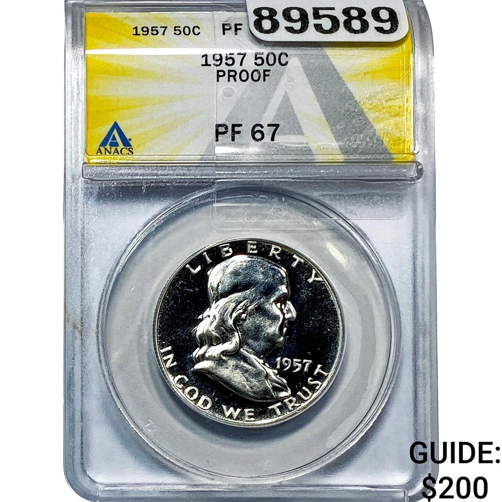 1957 Franklin Half Dollar ANACS PF67 PROOF: 1957 Franklin Half Dollar ANACS PF67 PROOF