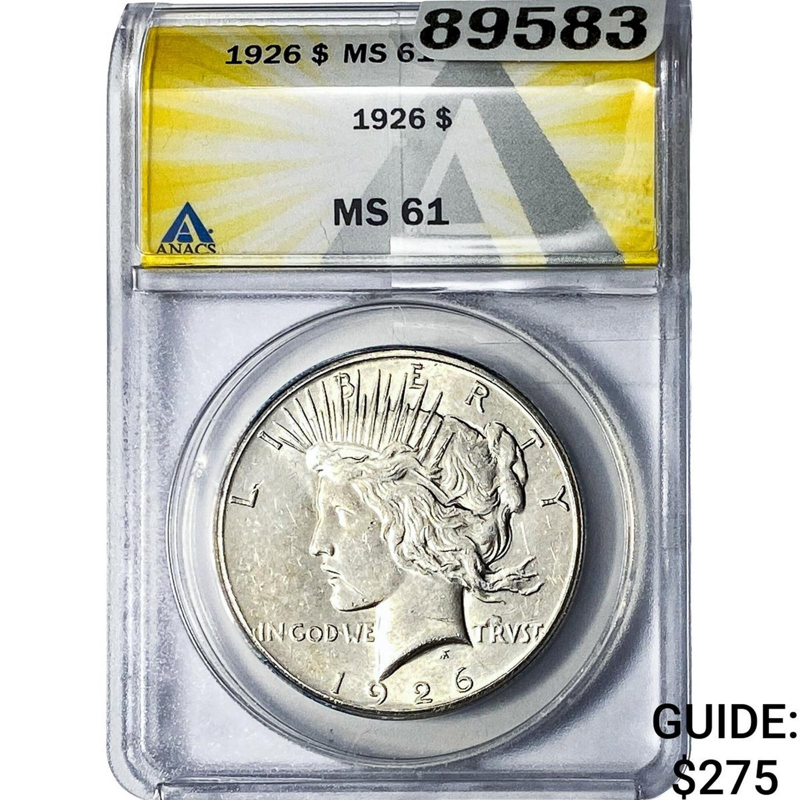 1926 Silver Peace Dollar ANACS MS61: 1926 Silver Peace Dollar ANACS MS61