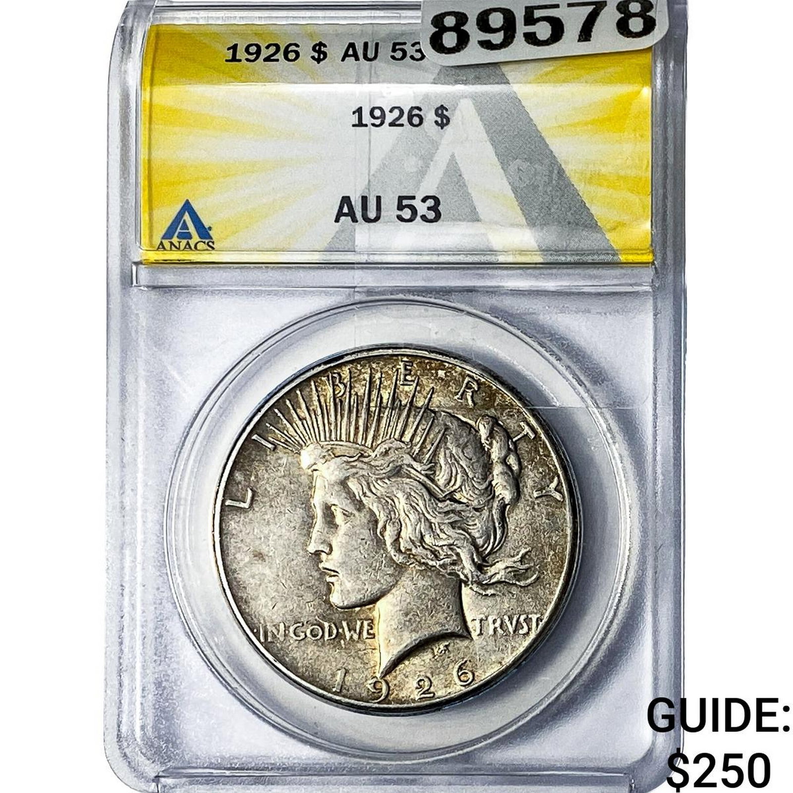 1926 Silver Peace Dollar ANACS AU53: 1926 Silver Peace Dollar ANACS AU53
