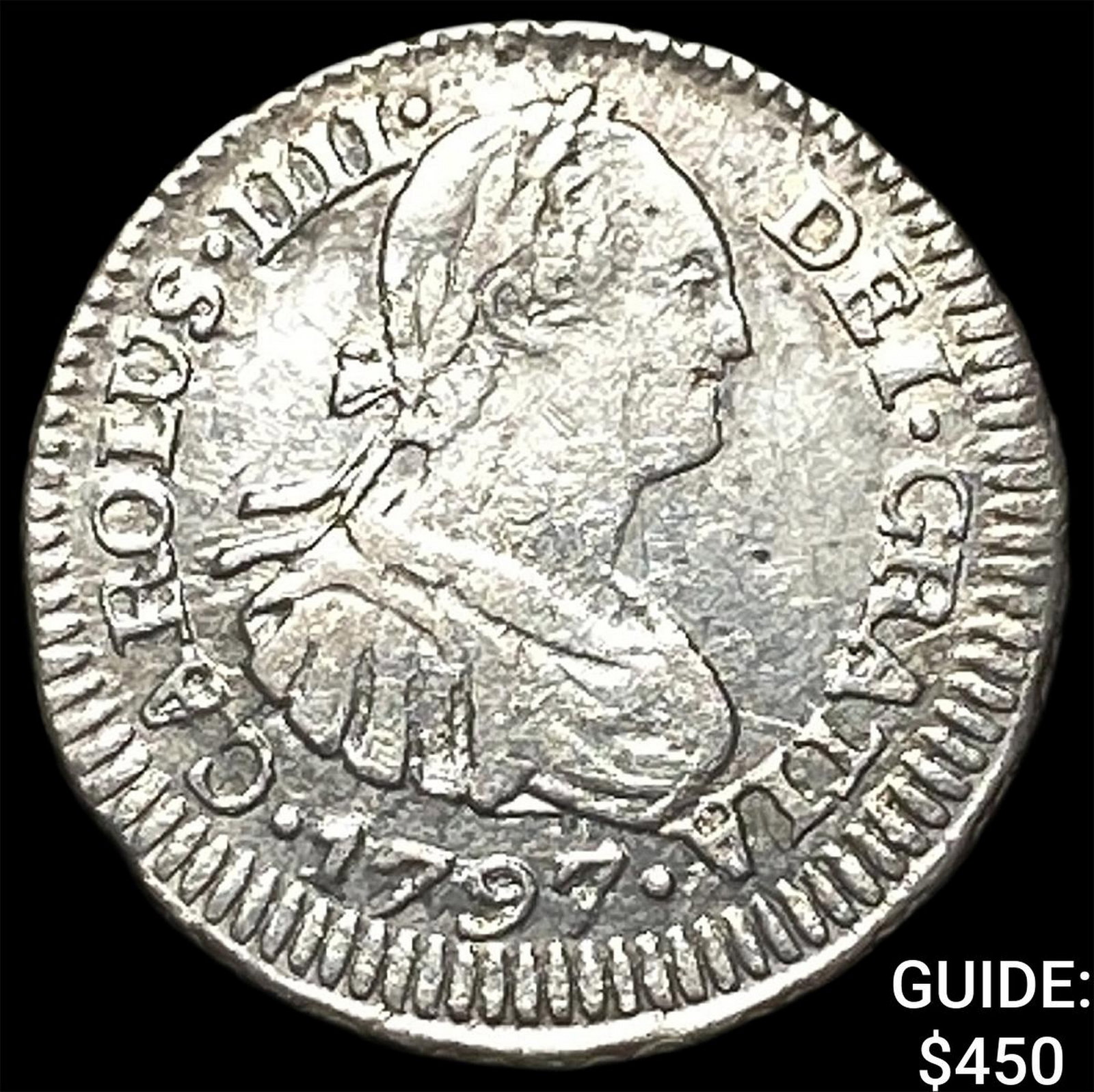 1797-PP Bolivia Charles IV Silver 1/2 Real (1 of 2)