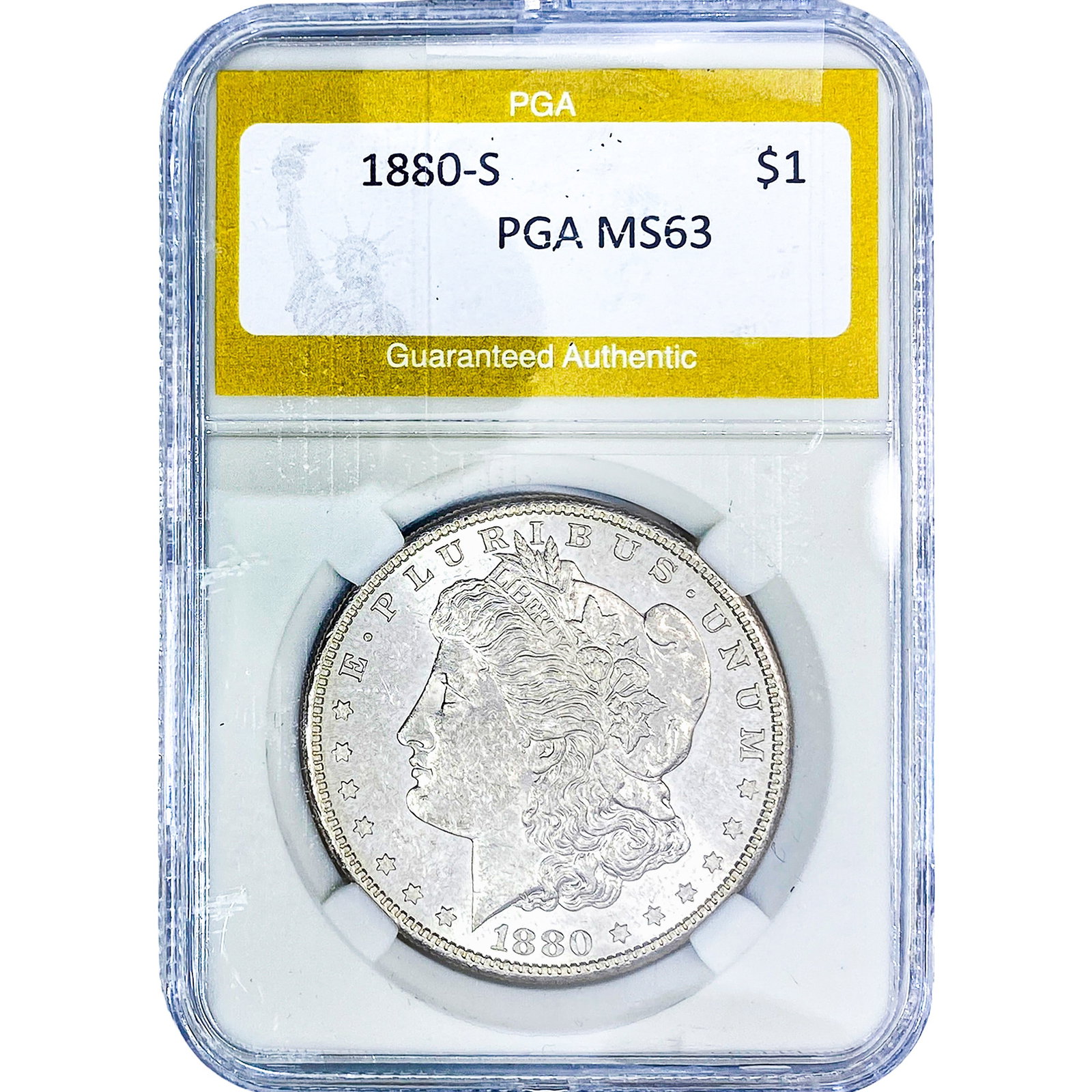 1880-S Morgan Silver Dollar PGA MS63: 1880-S Morgan Silver Dollar PGA MS63