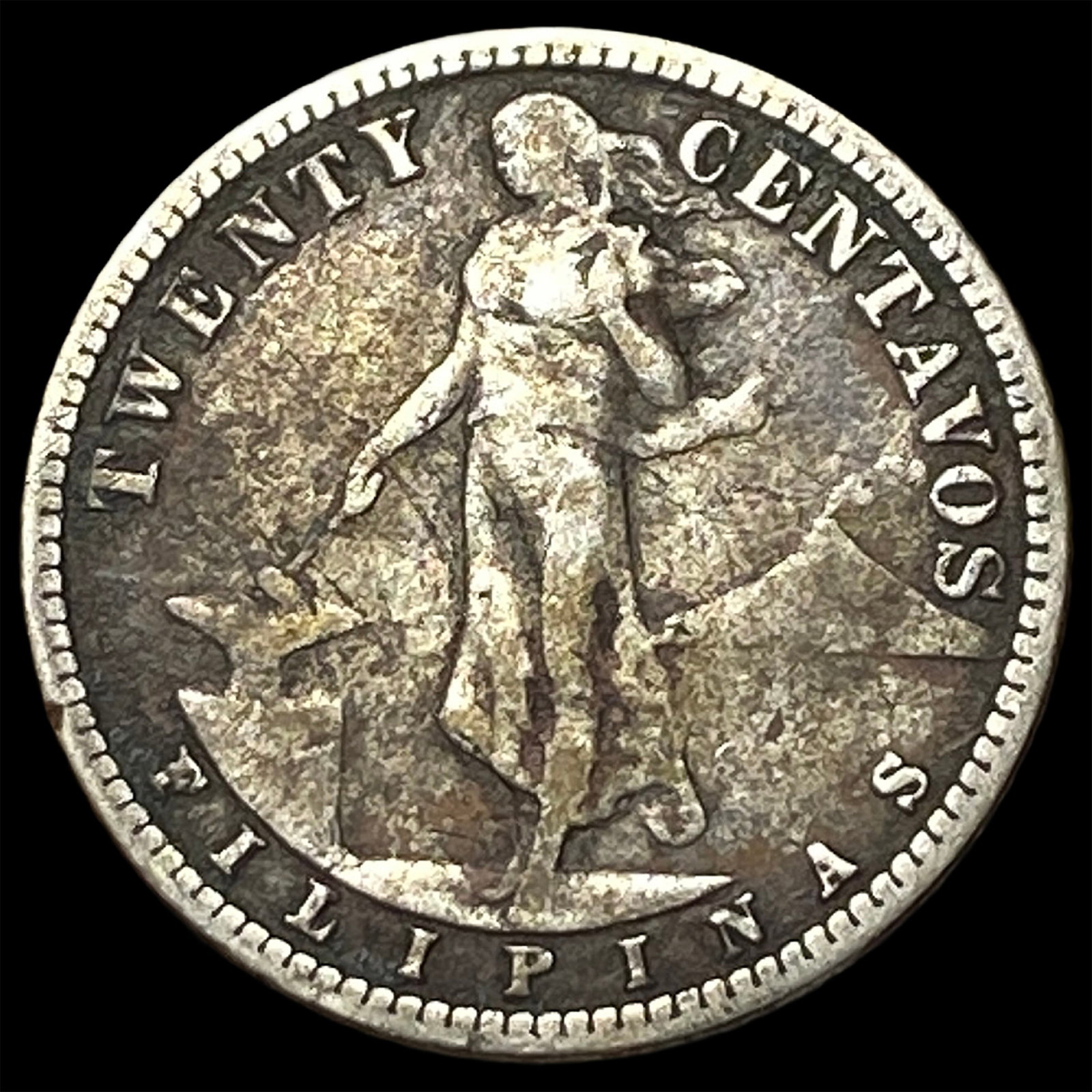 1908S Philippines Silver 20 Centavos: 1908S Philippines Silver 20 Centavos