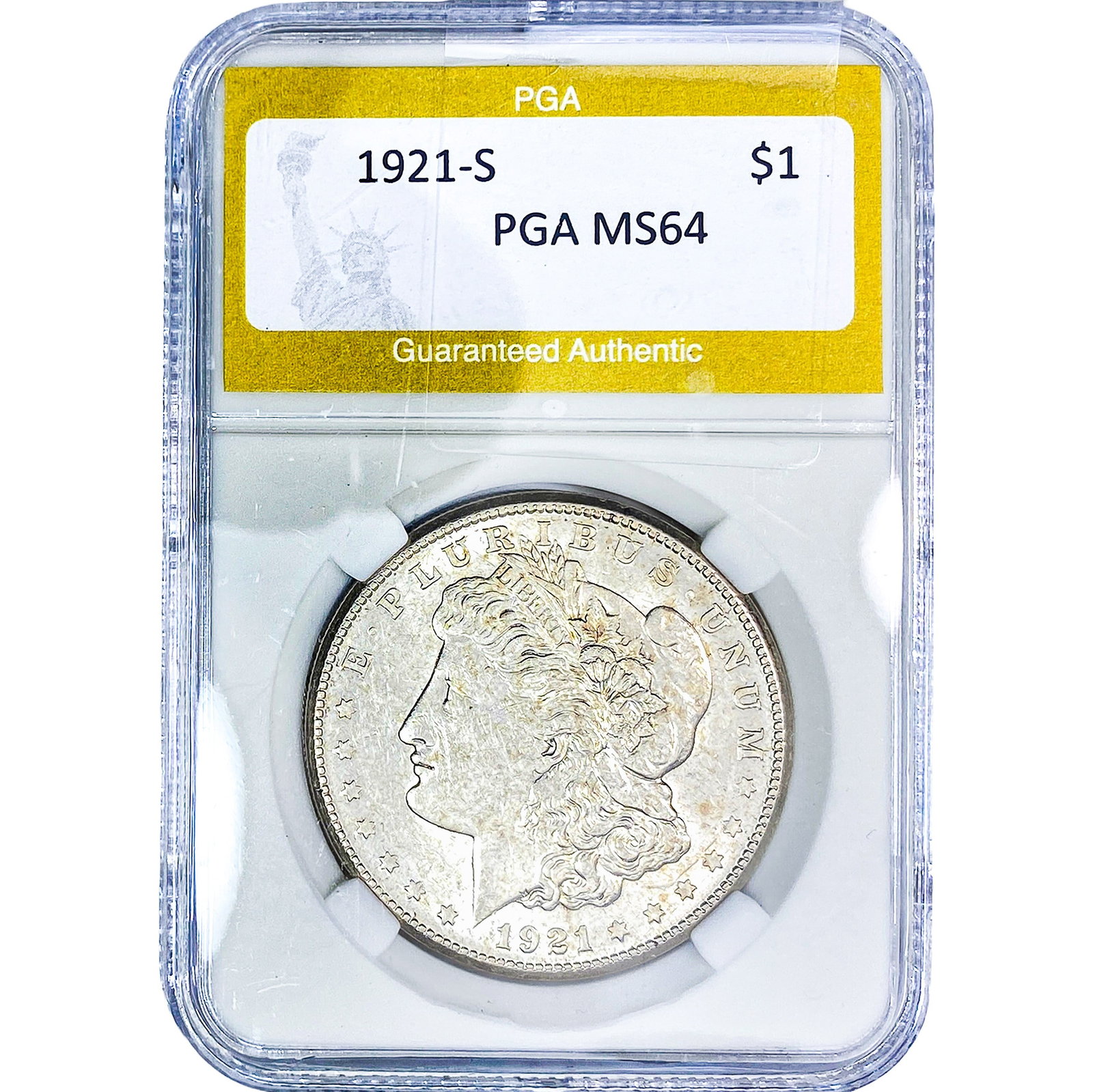 1921-S Morgan Silver Dollar PGA MS64: 1921-S Morgan Silver Dollar PGA MS64