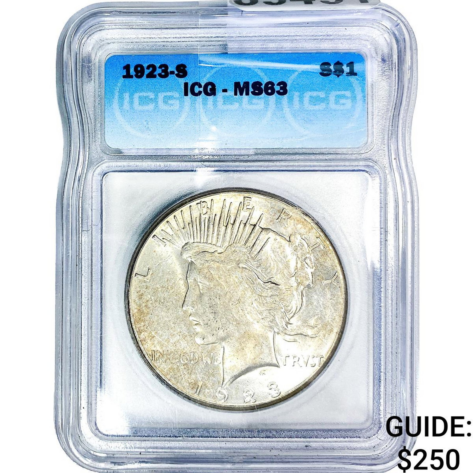 1923-S Silver Peace Dollar ICG MS63: 1923-S Silver Peace Dollar ICG MS63