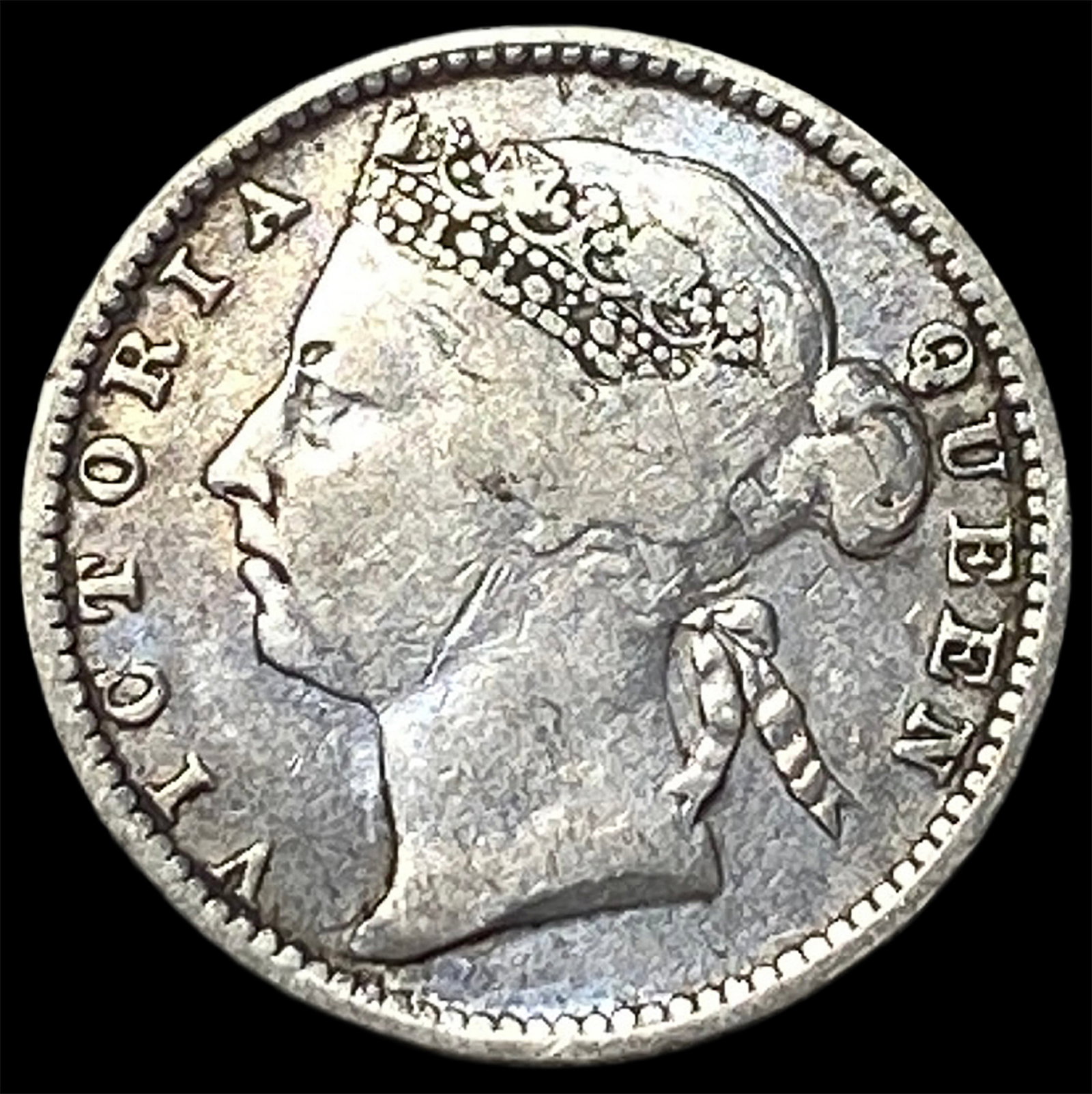 1896 Straits Settlements Victoria Silver 10 Cents: 1896 Straits Settlements Victoria Silver 10 Cents