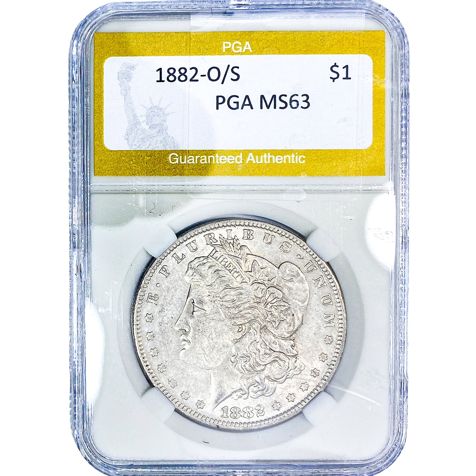 1882-O/S Morgan Silver Dollar PGA MS63: 1882-O/S Morgan Silver Dollar PGA MS63