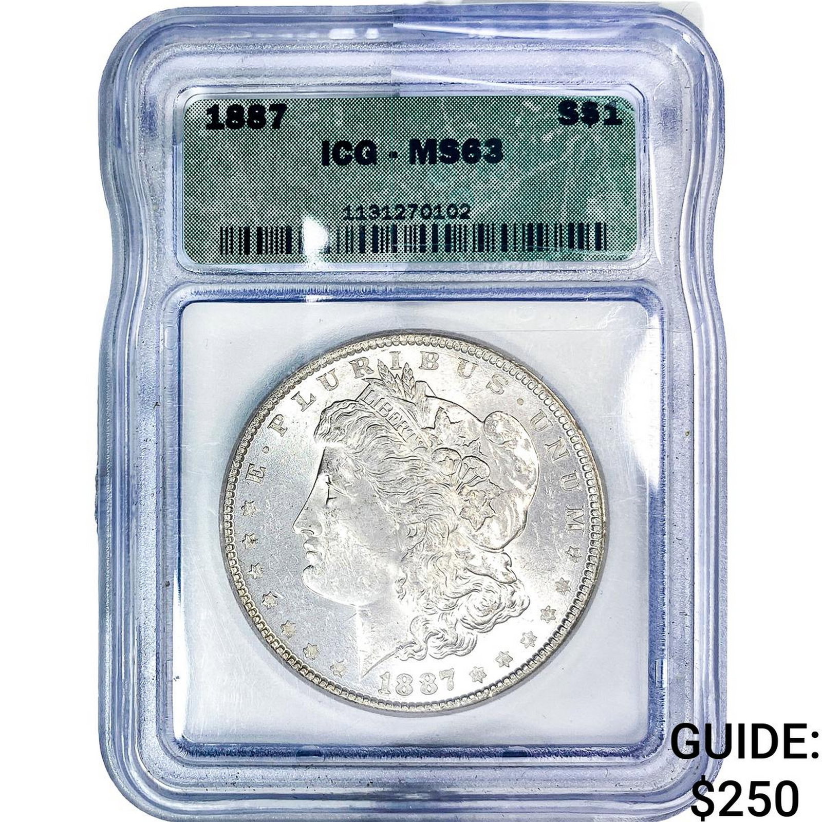 1887 Morgan Silver Dollar ICG MS63: 1887 Morgan Silver Dollar ICG MS63
