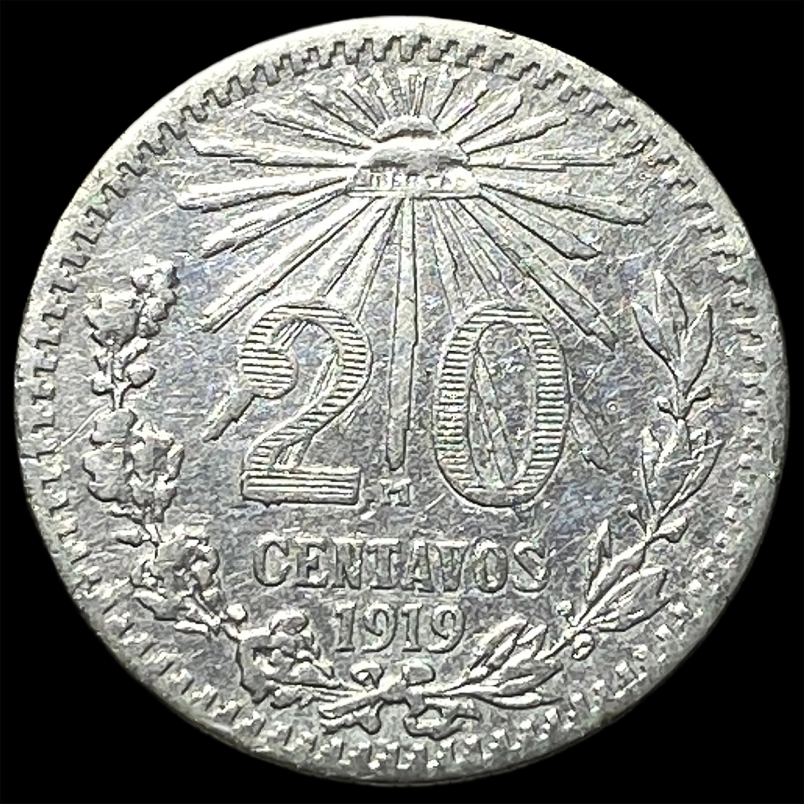 1919 Mexico Silver 20 Centavos: 1919 Mexico Silver 20 Centavos