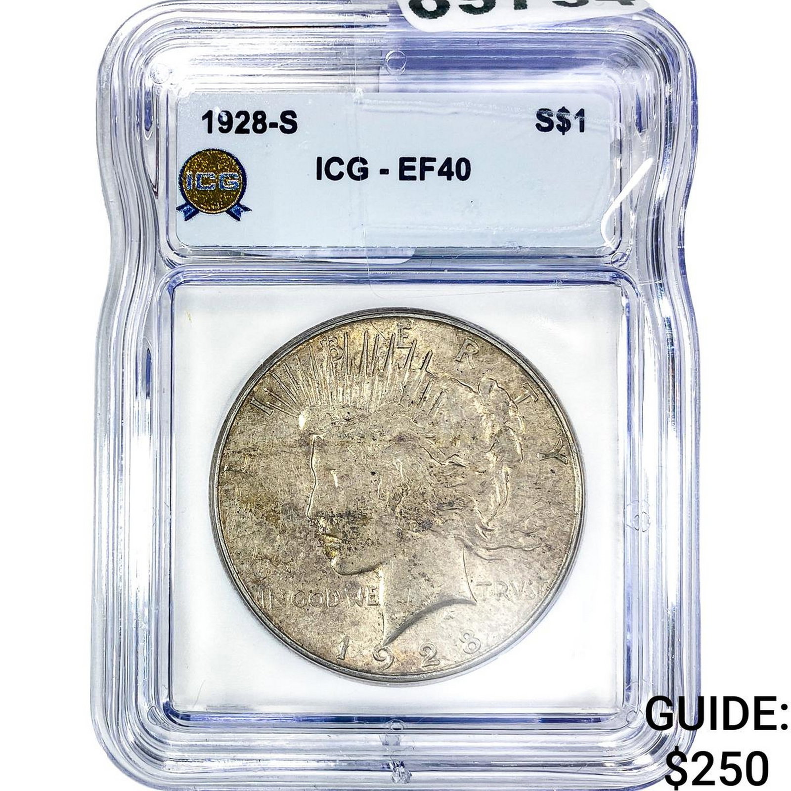 1928-S Silver Peace Dollar ICG EF40: 1928-S Silver Peace Dollar ICG EF40