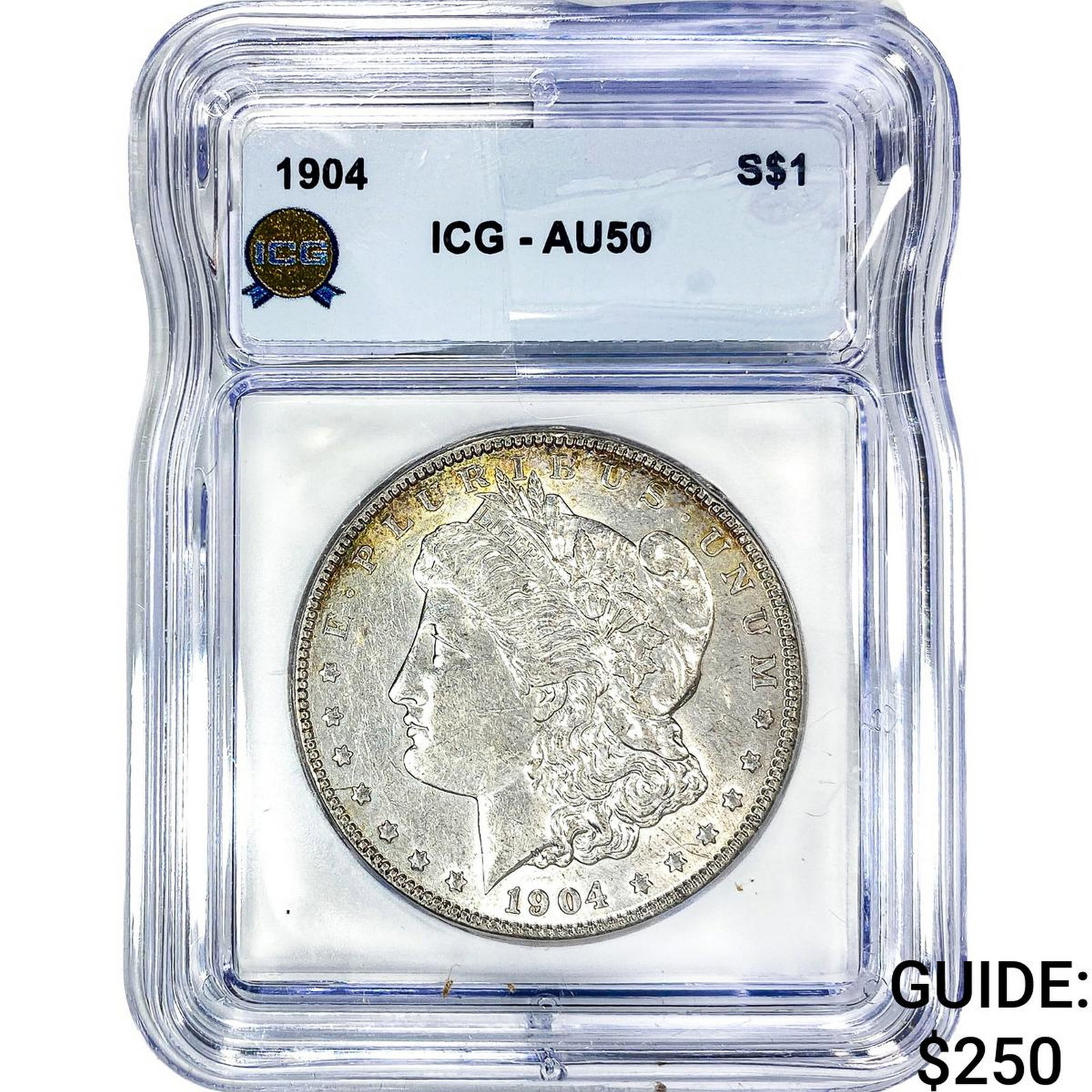 1904 Morgan Silver Dollar ICG AU50: 1904 Morgan Silver Dollar ICG AU50