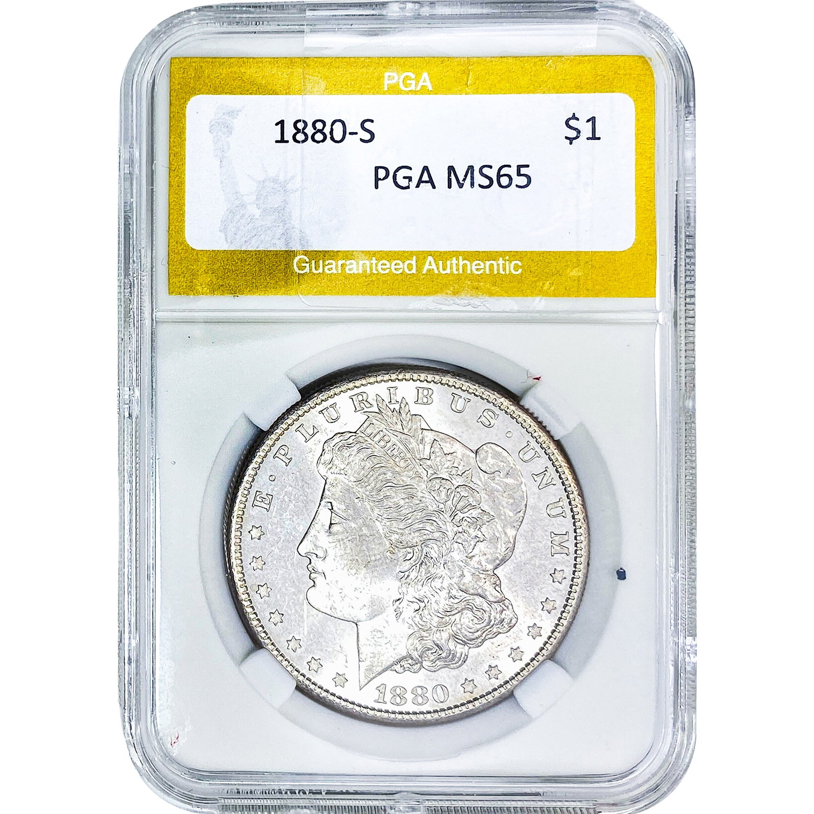 1880-S Morgan Silver Dollar PGA MS65: 1880-S Morgan Silver Dollar PGA MS65
