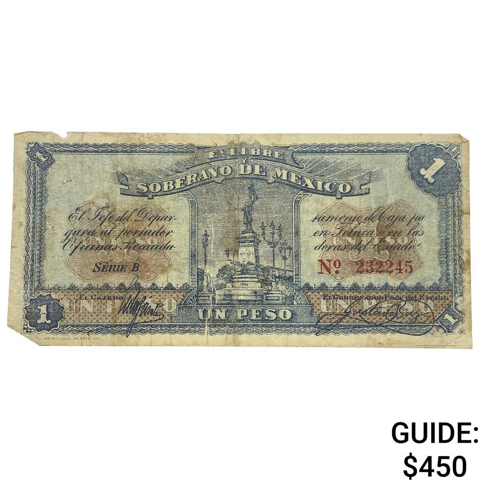 1915 Free and Sovereign State of Mexico 1 Peso: 1915 Free and Sovereign State of Mexico 1 Peso