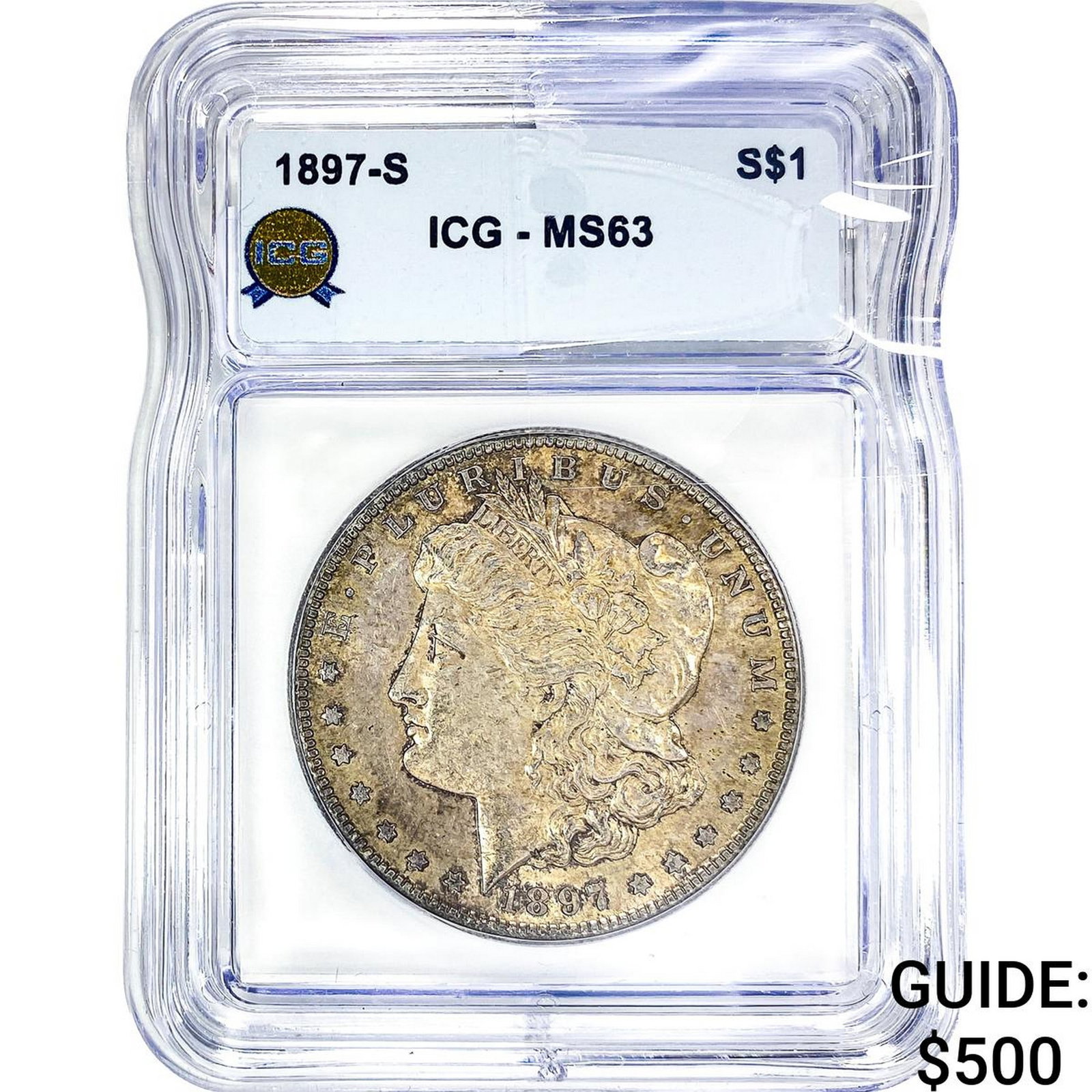 1897-S Morgan Silver Dollar ICG MS63: 1897-S Morgan Silver Dollar ICG MS63