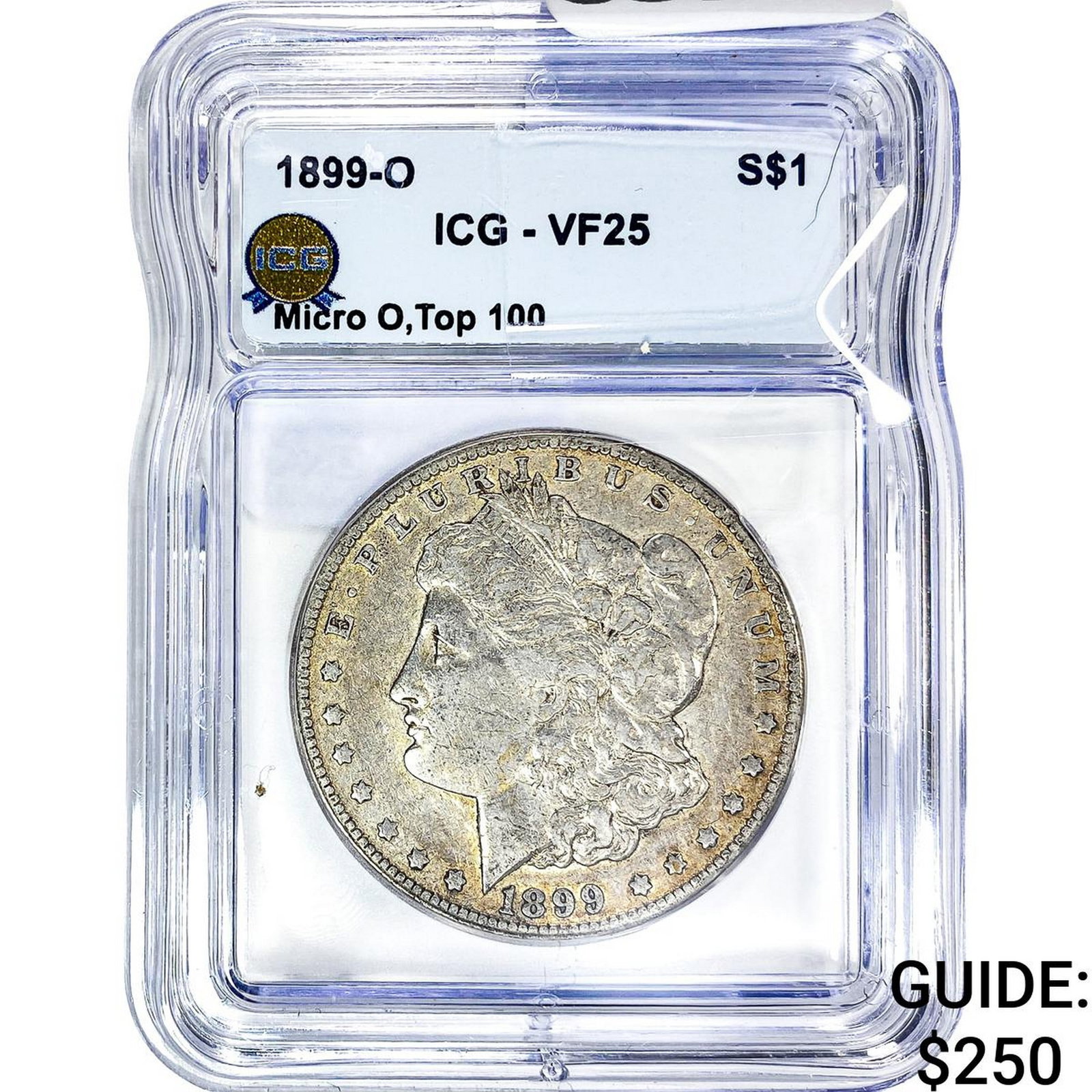 1899-O Morgan Silver Dollar ICG VF25: 1899-O Morgan Silver Dollar ICG VF25