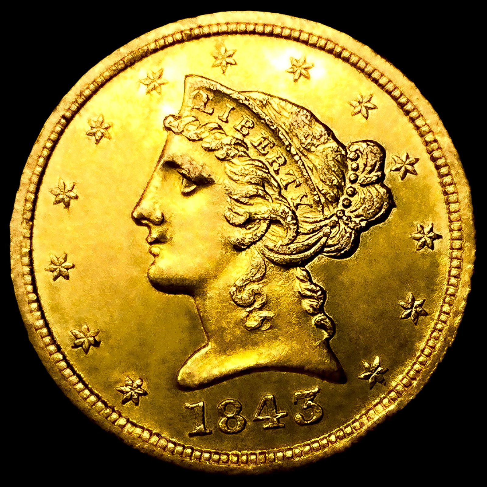 1843-D $5 Gold Half Eagle: 1843-D $5 Gold Half Eagle