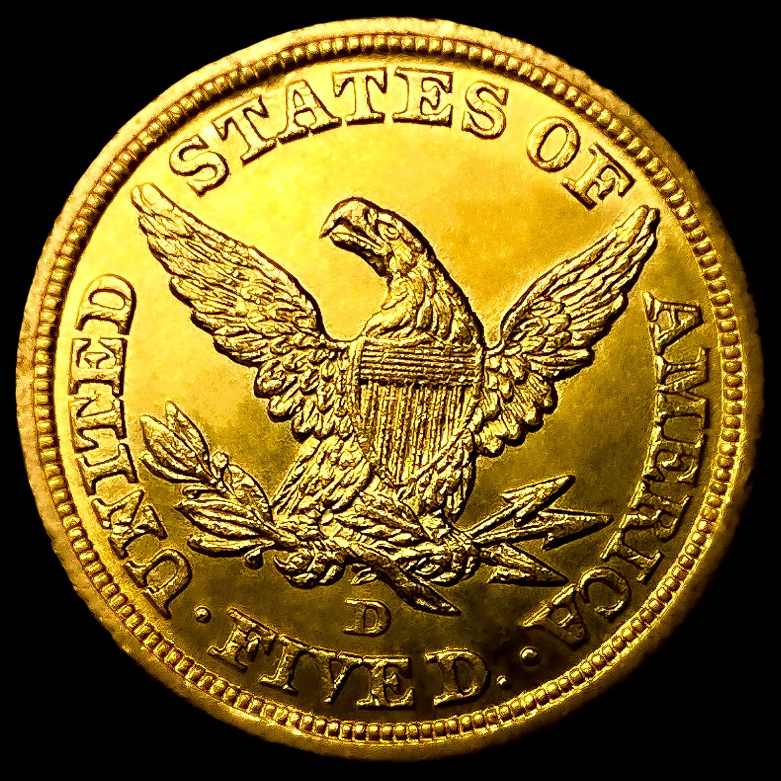 1843-D $5 Gold Half Eagle - 2