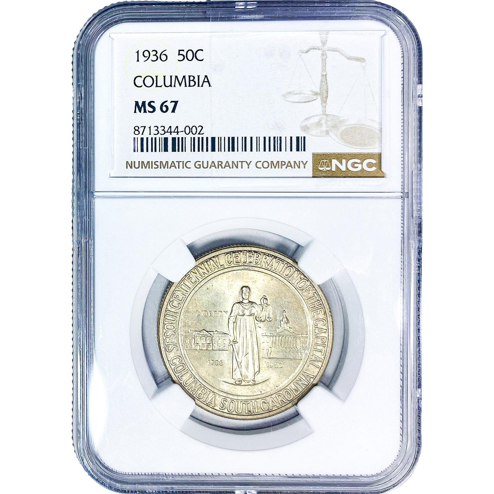 1936 Columbia Half Dollar NGC MS67: 1936 Columbia Half Dollar NGC MS67