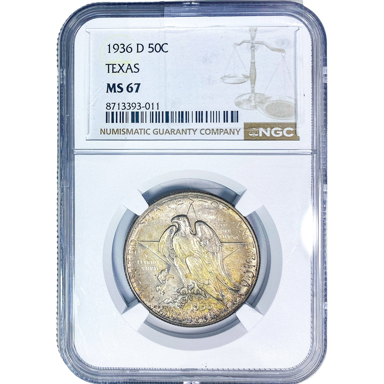 1936-D Texas Half Dollar NGC MS67: 1936-D Texas Half Dollar NGC MS67
