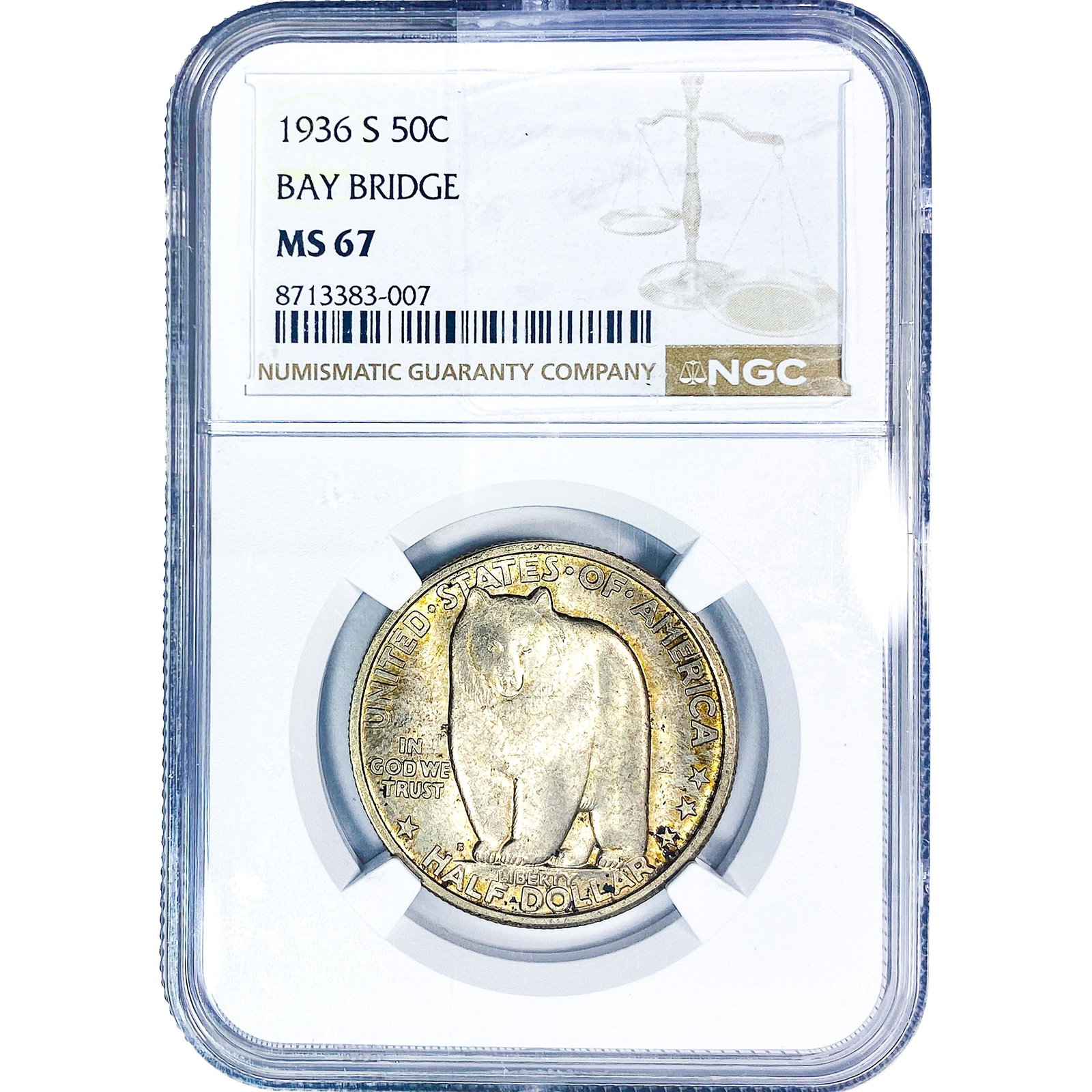 1936-S Bay Bridge Half Dollar NGC MS67: 1936-S Bay Bridge Half Dollar NGC MS67
